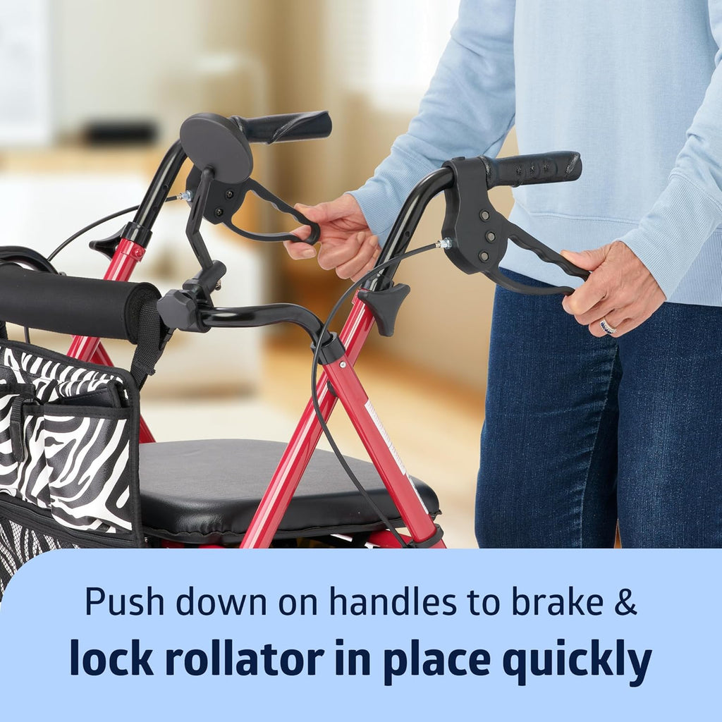 Medline Posh Premium Lightweight Aluminum Rollator Walker, Foldable, 250 lb Capacity

