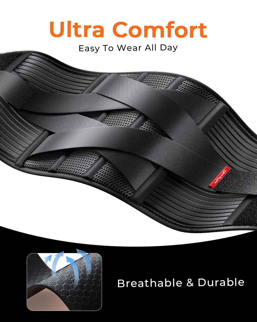 Ultra Breathable Back Brace for Lower Back Support Belt with Removable Suspenders

