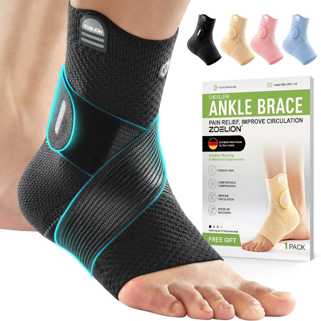 ZOELION Ankle Brace Compression Sleeve with Removable Fishnet Strap for Plantar Fasciitis

