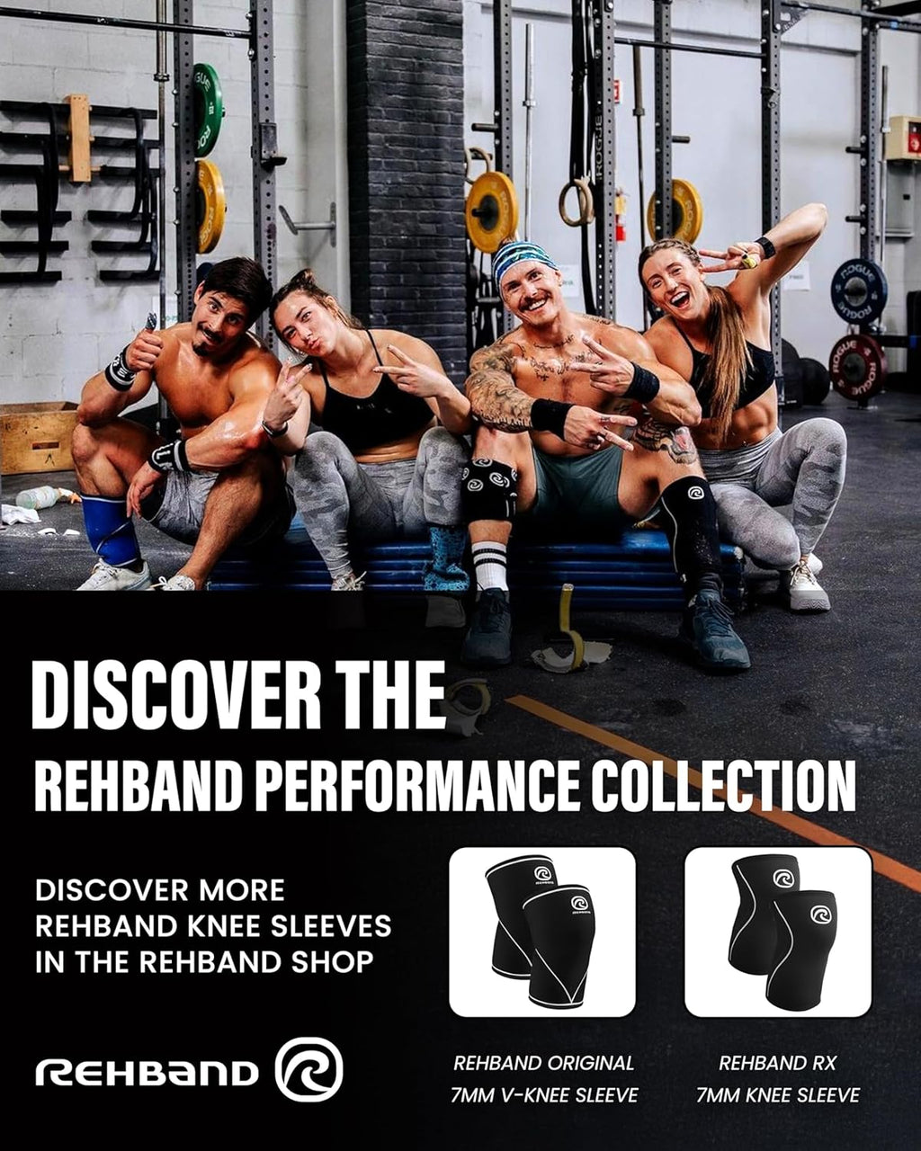 Rehband 5mm Neoprene Knee Compression Sleeve for Weightlifting, Training Support

