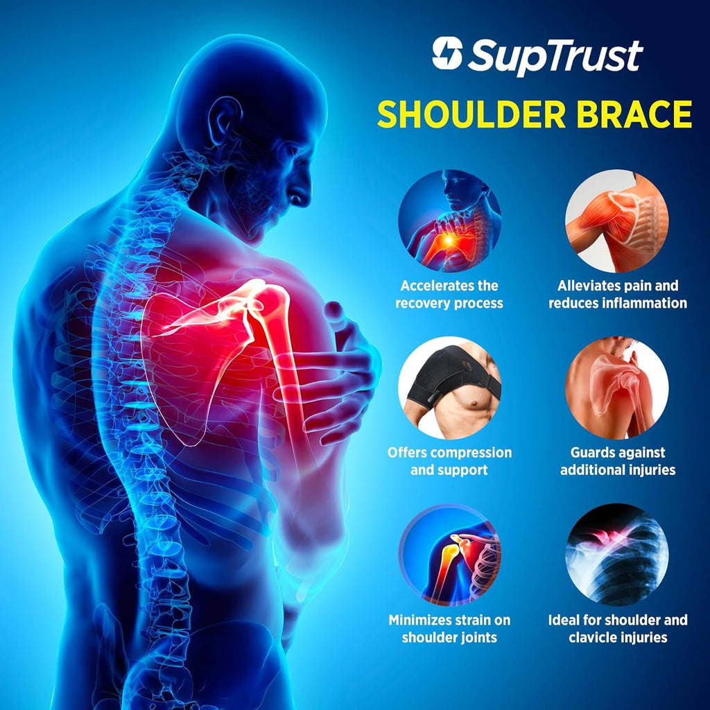 Suptrust Shoulder Brace for Women and Men, Adjustable Shoulder Support Sleeve Wrap

