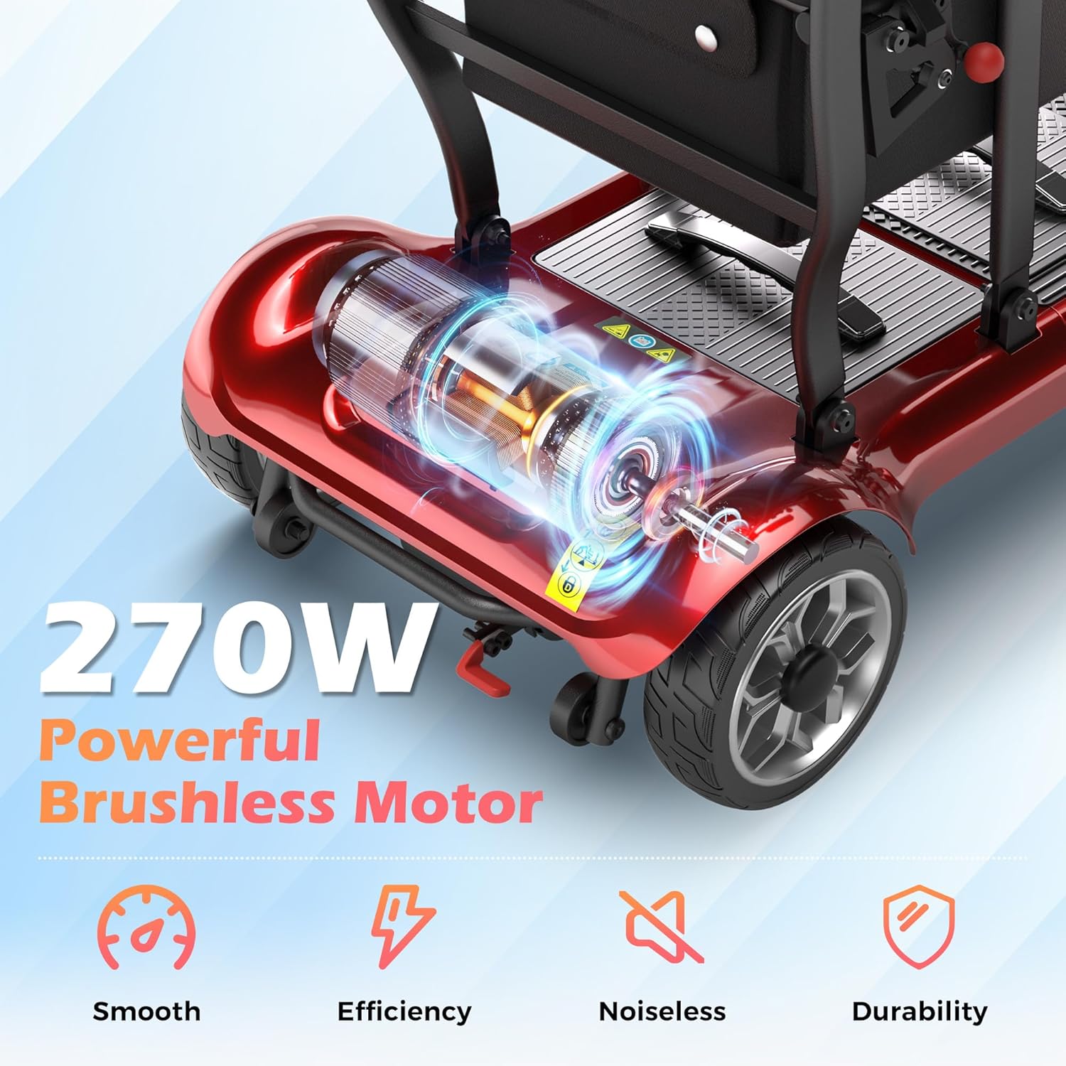 Lightweight Foldable Mobility Scooter for Adults, 4-Wheel Motorized, 300 lb

