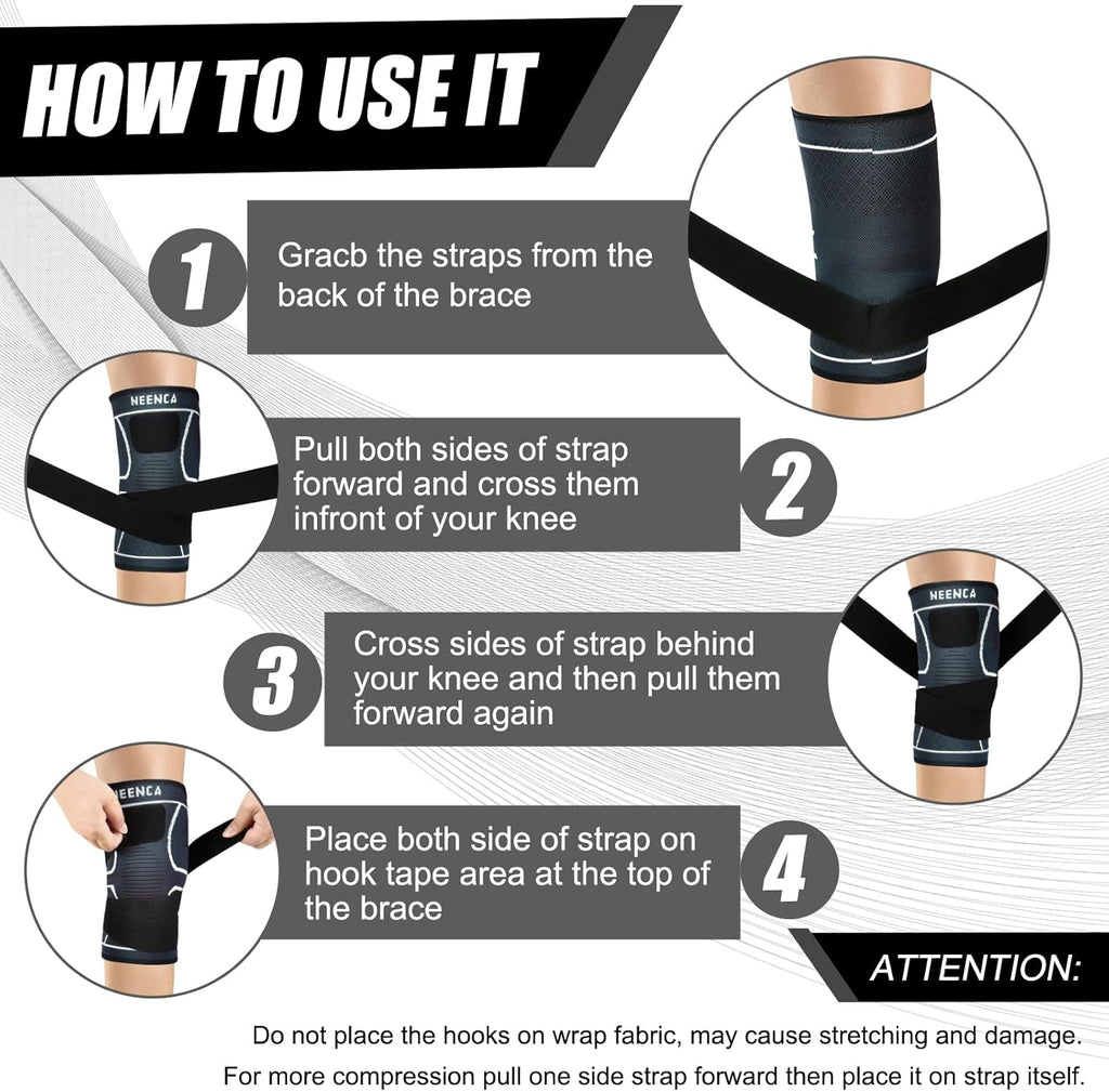 NEENCA Knee Braces for Knee Pain Compression Knee Sleeves with Adjustable Straps

