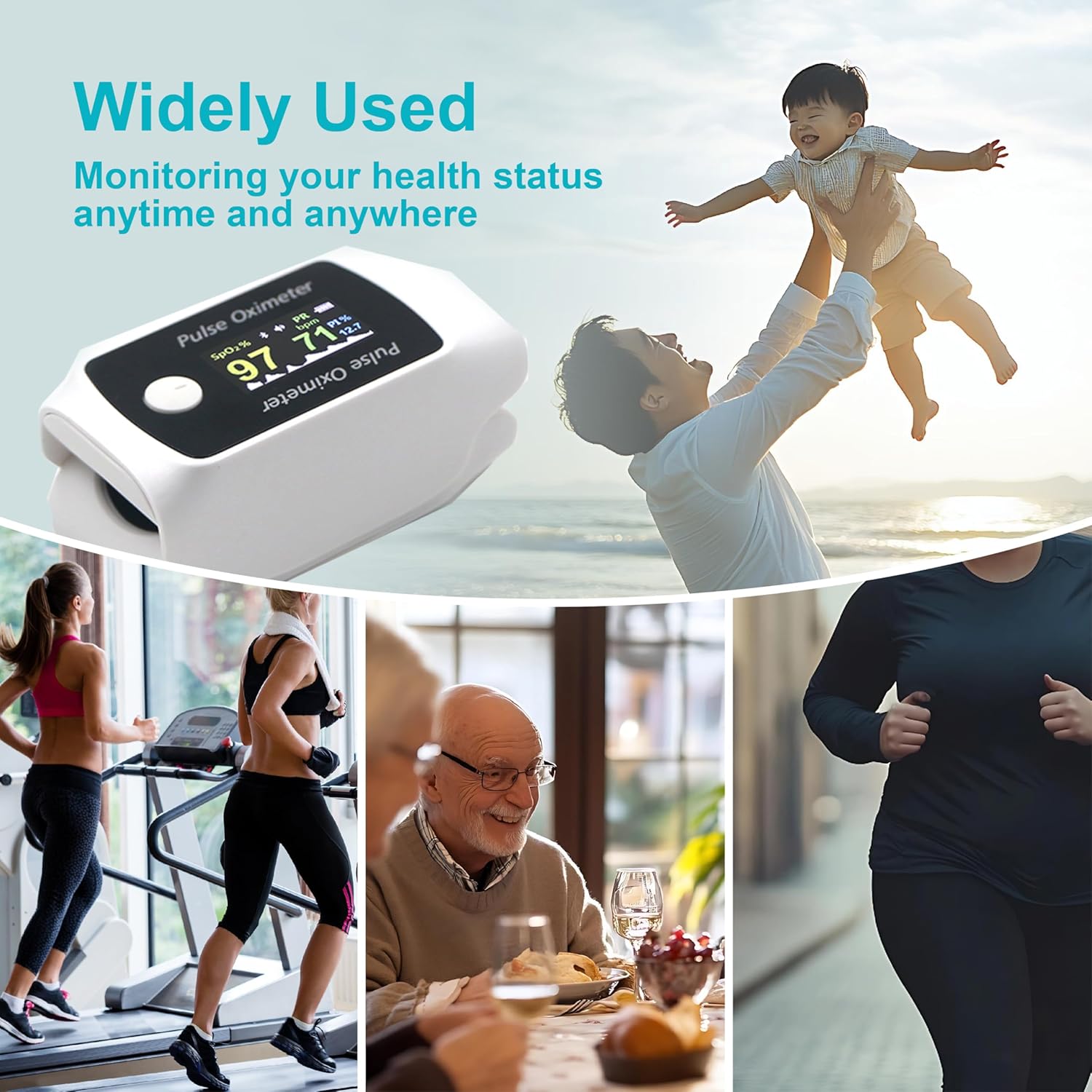 Bluetooth Fingertip Pulse Oximeter with Respiration Rate, Portable SpO2 Monitor


