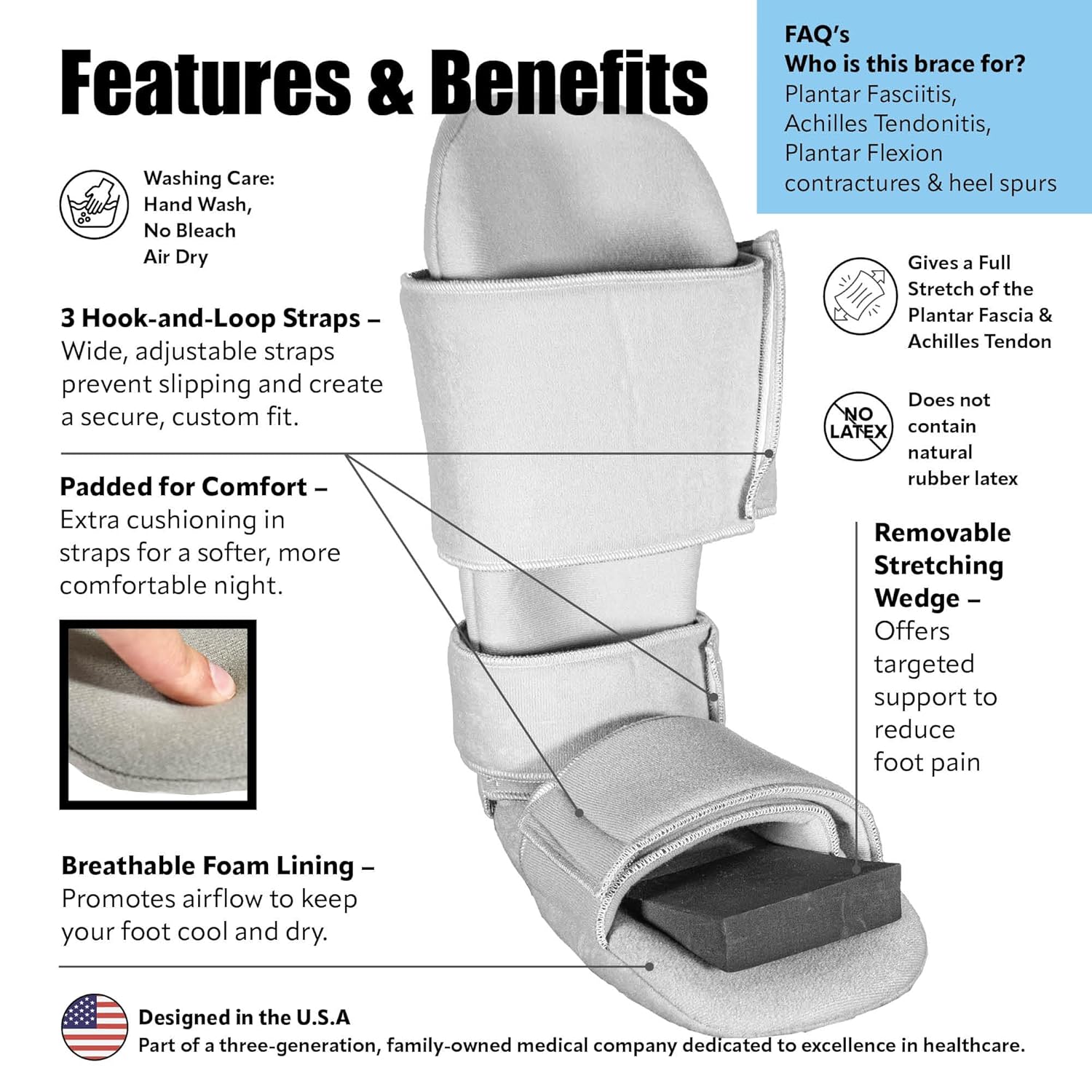 Brace On 90 Degree Night Splint for Plantar Fasciitis Foot Brace

