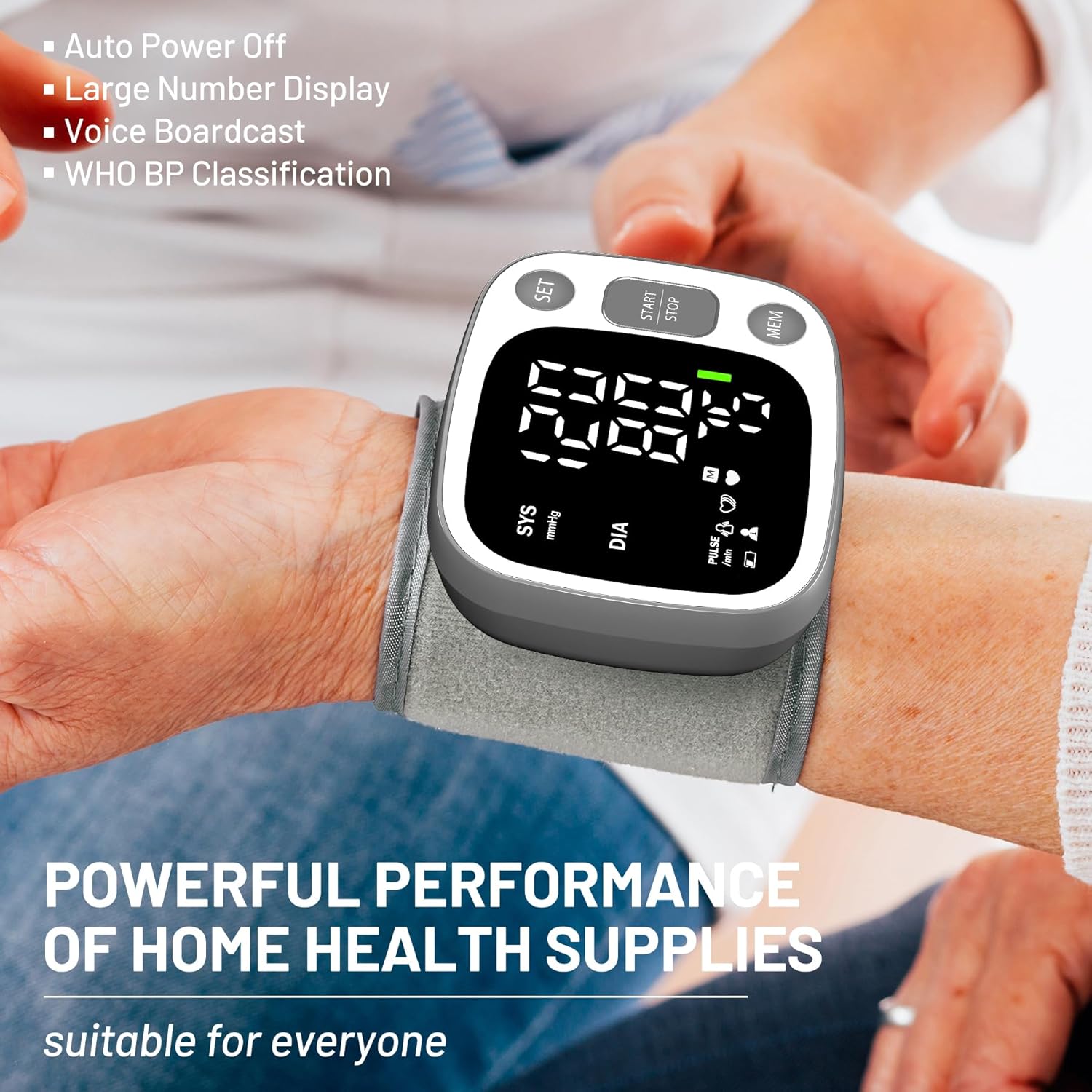 Oklar Rechargeable Wrist Blood Pressure Monitor Digital BP Machine with Voice


