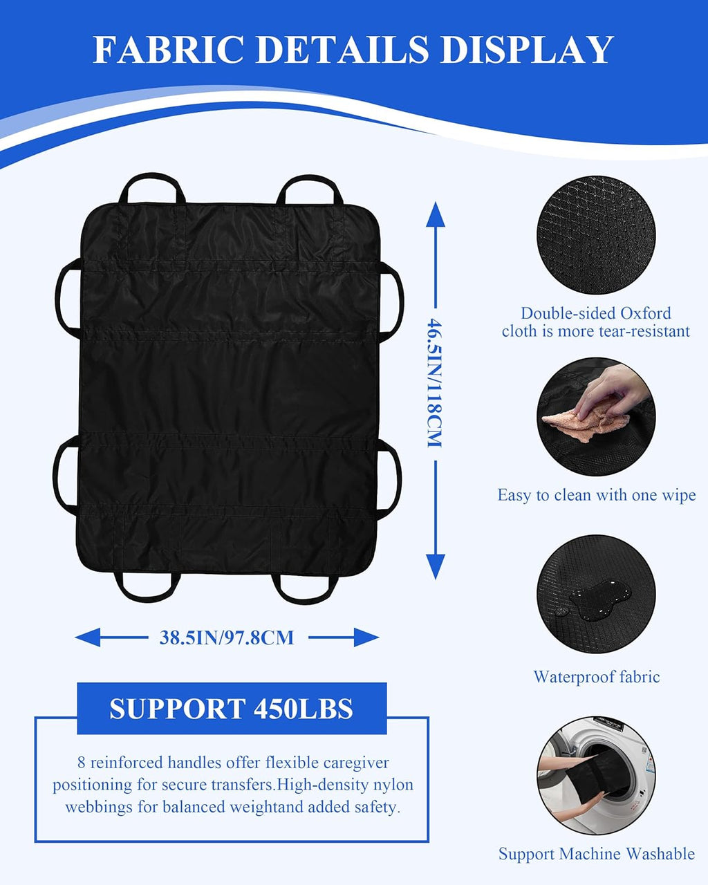 SPRING SEAON Patient Transfer Sheet with Handles, Waterproof Bed Pad


