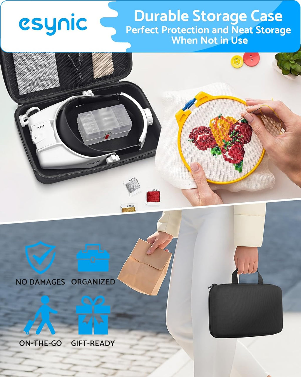 eSynic Comfort-Fit LED Head Magnifier 1.5X–13X with Adjustable Headband

