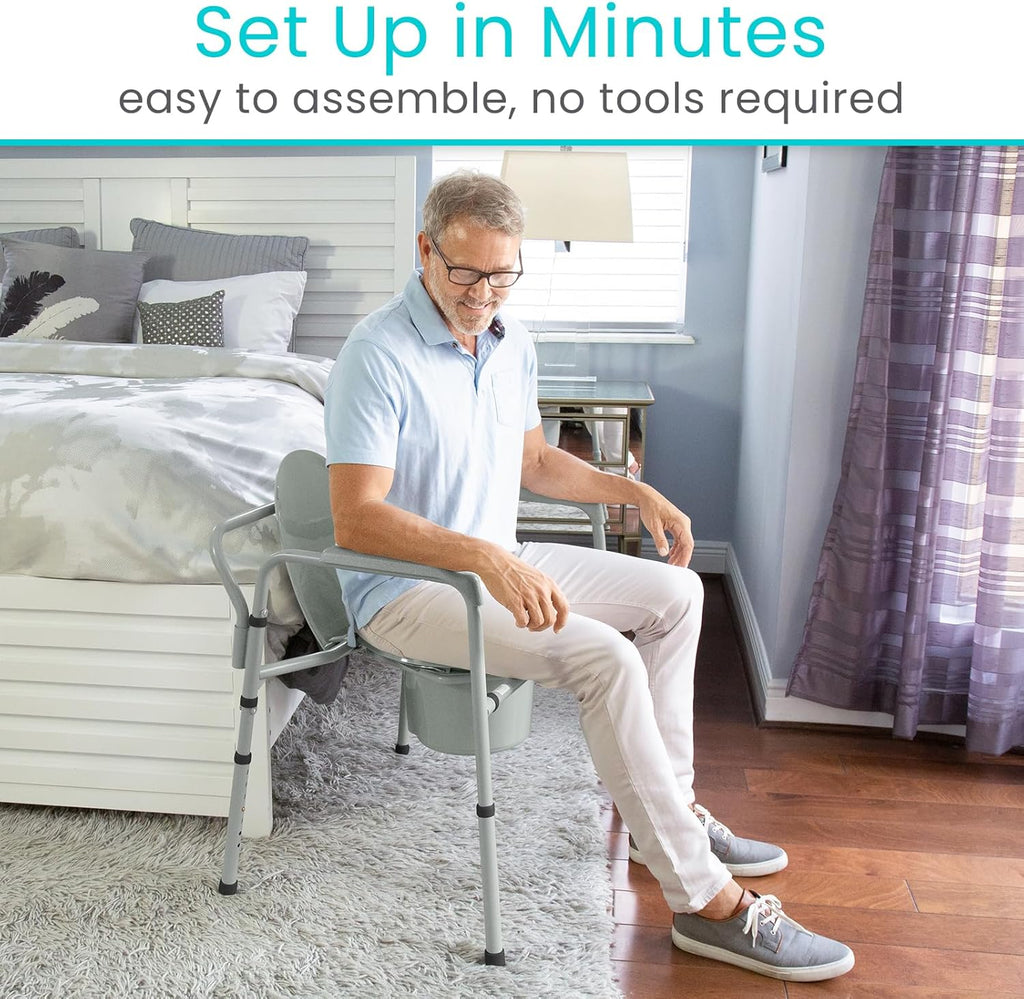 Vive Bariatric 3-in-1 Commode Toilet Chair, Portable Folding, 500 lb Capacity

