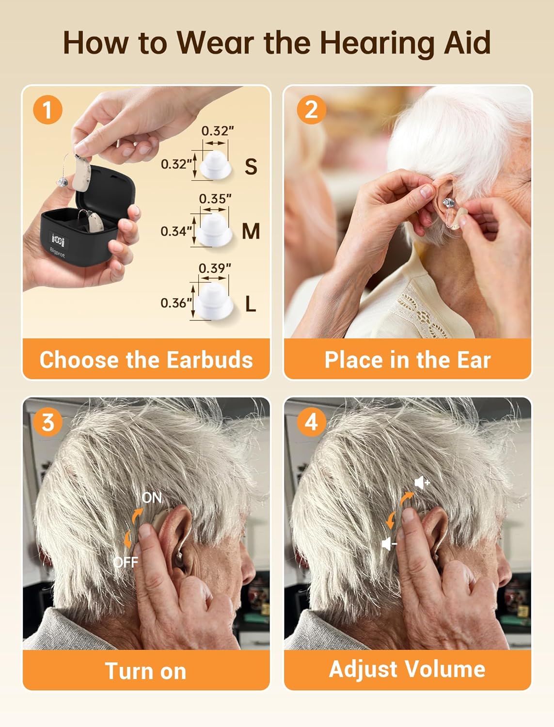 OTC Rechargeable Digital Hearing Aids for Seniors, Noise Cancelling, BTE

