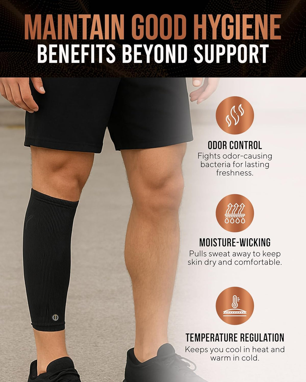 TheraCopper Copper Calf Compression Sleeve, Breathable Non-Slip Leg Support

