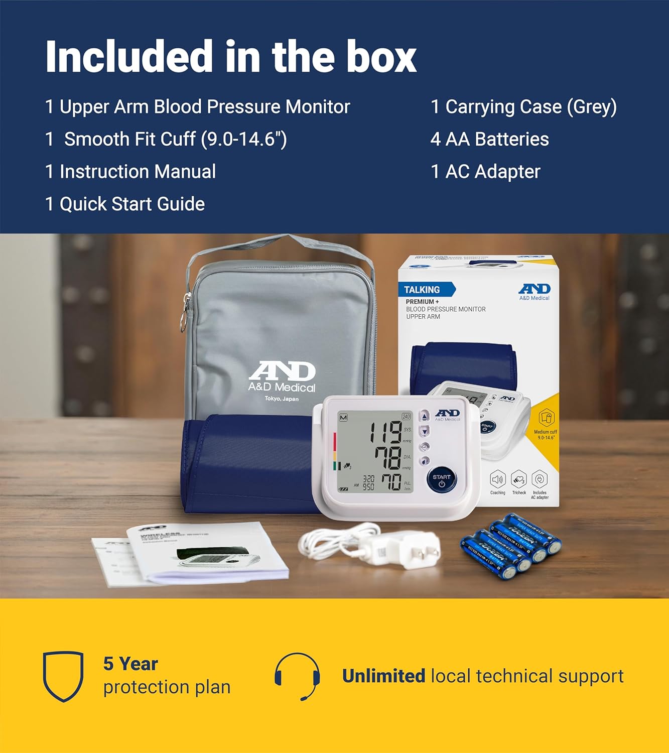 A&D Medical UA-1030T Blood Pressure Machine with TriCheck and Body Movement Sensor

