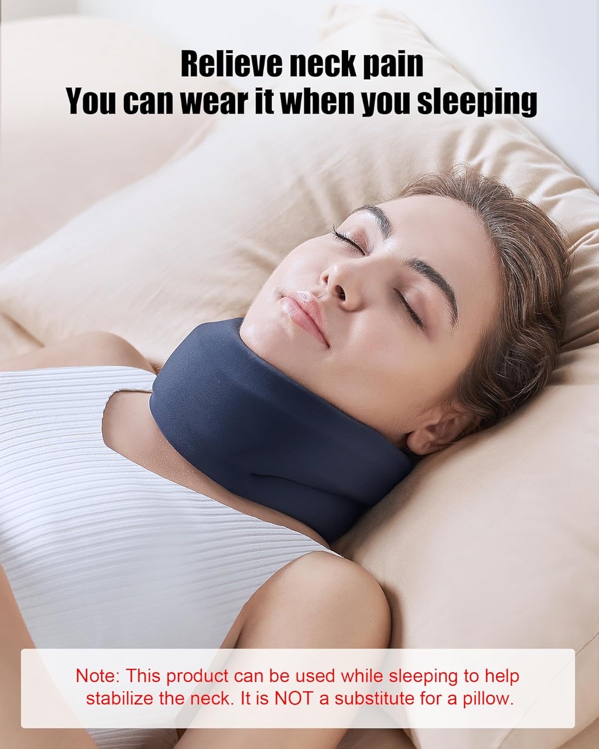 Neck Brace for Sleeping Cervical Collar Support Soft Foam Wrap for Neck Pain Relief

