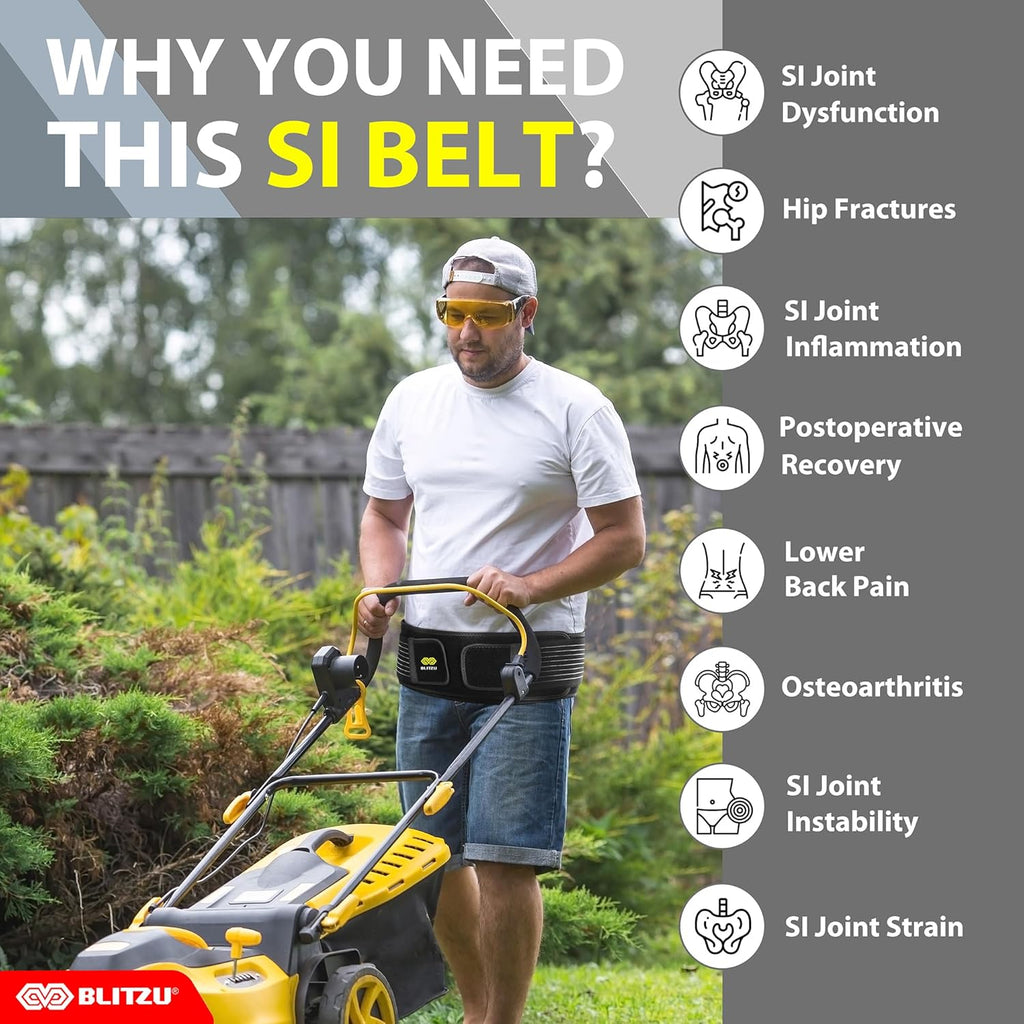 BLITZU Sacroiliac SI Joint Hip Belt for Women and Men, Sciatic Nerve Support Brace

