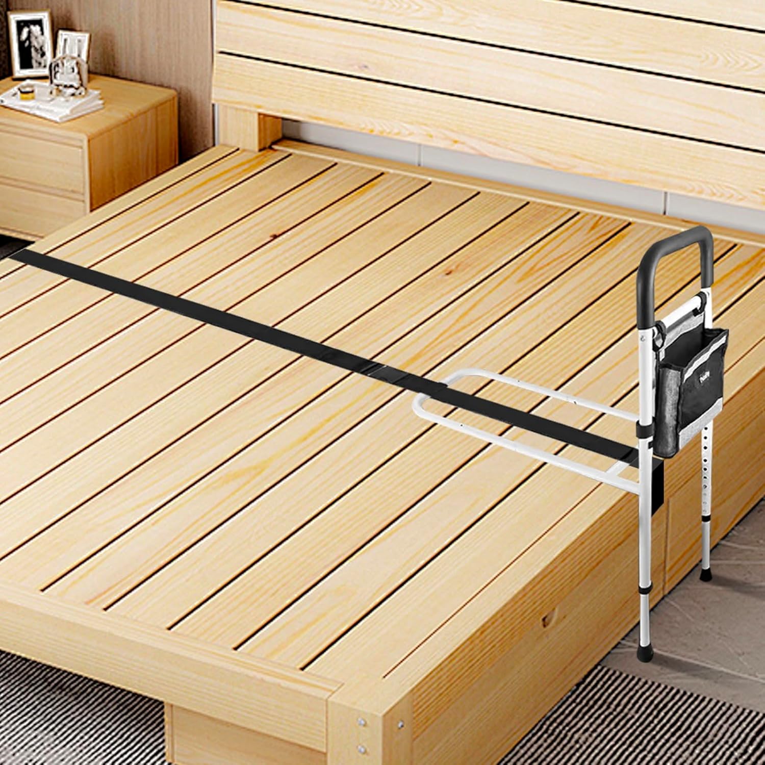 Height-Adjustable Bed Rails for Seniors with Safety Grip and Support Feet

