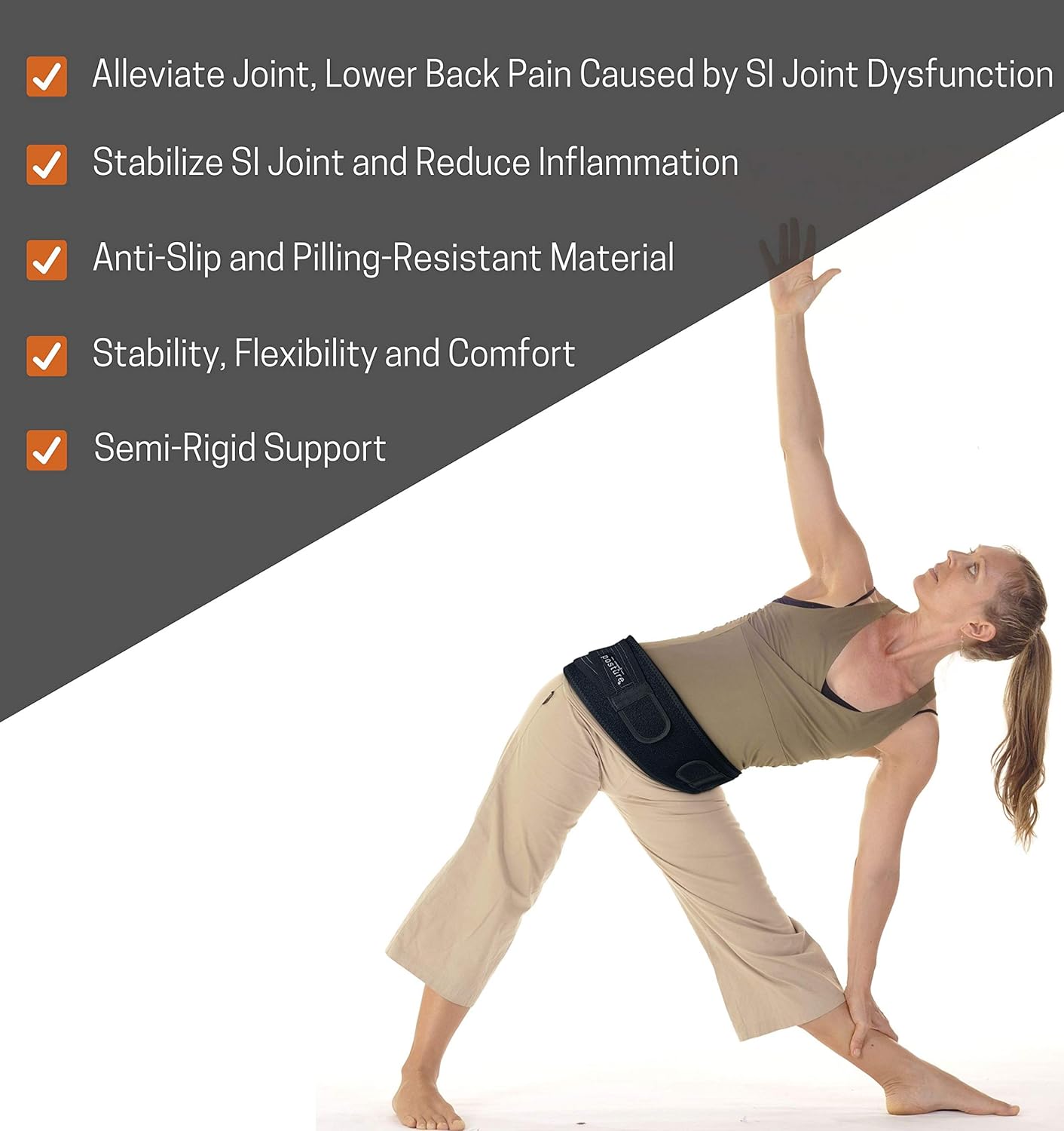 Vriksasana Sacroiliac SI Joint Hip Belt for Sciatica, Pelvic and Lower Back Pain

