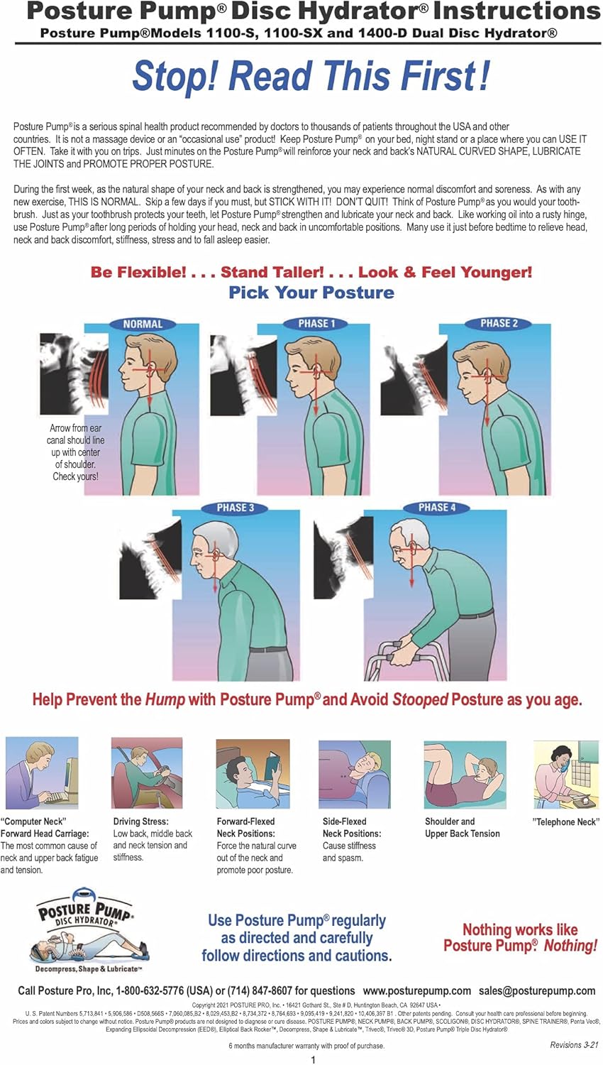 Posture Pump Dual Disc Hydrator Cervical Traction Device for Neck Decompression

