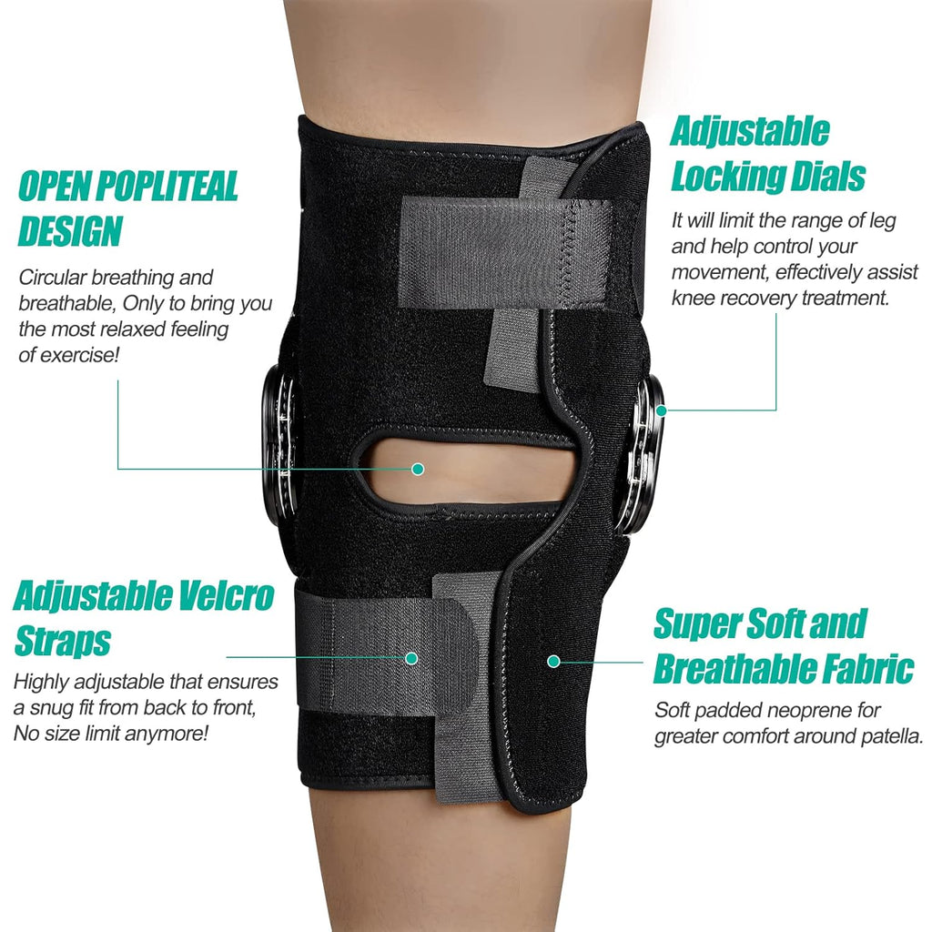 NEENCA Hinged Knee Brace with Locking Dials, ROM Knee Immobilizer for Support

