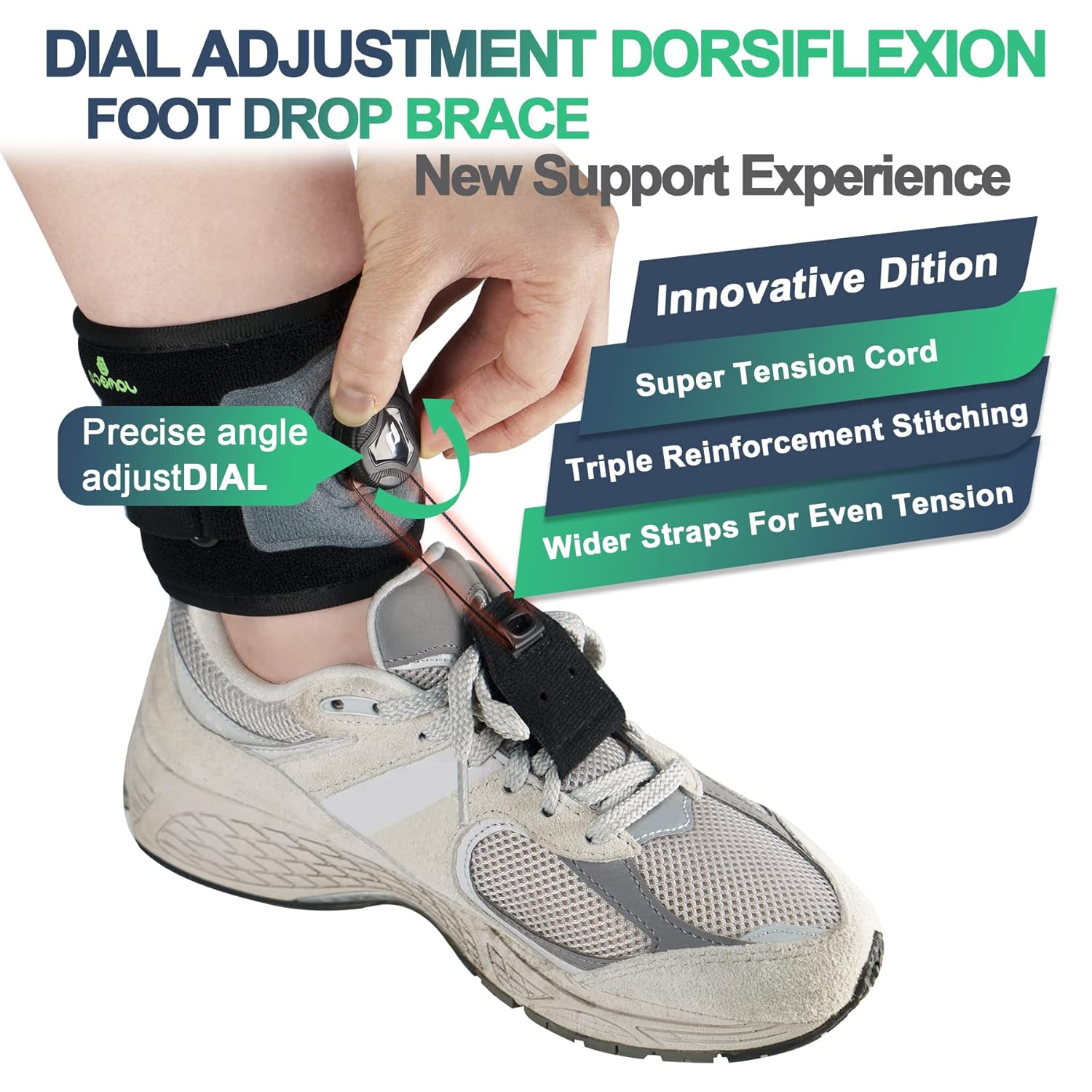 JOMECA AFO Drop Foot Brace with Reel-Adjust Dorsiflexion Support for Walking

