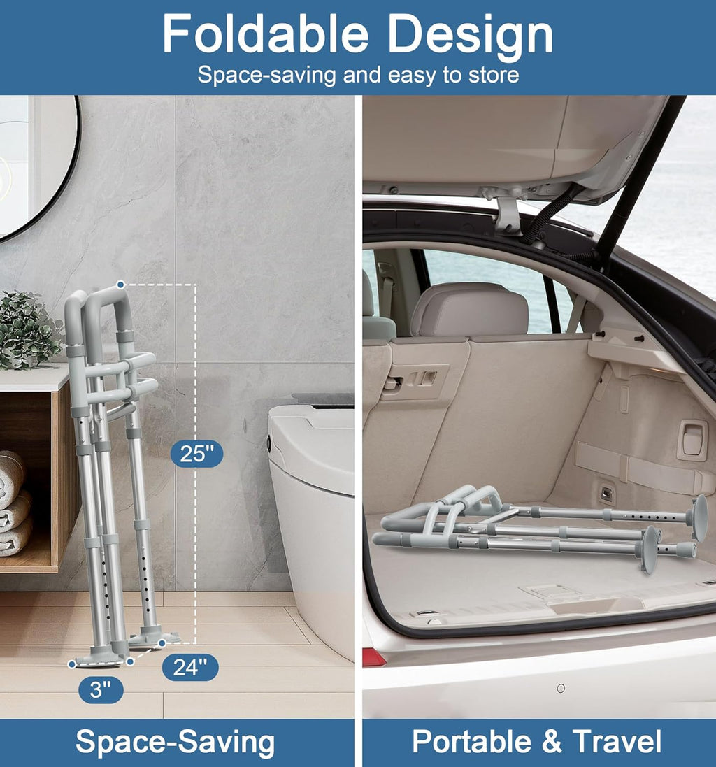 HOMLAND Toilet Safety Rail Adjustable Height Width Foldable 350 lb Toilet Handles

