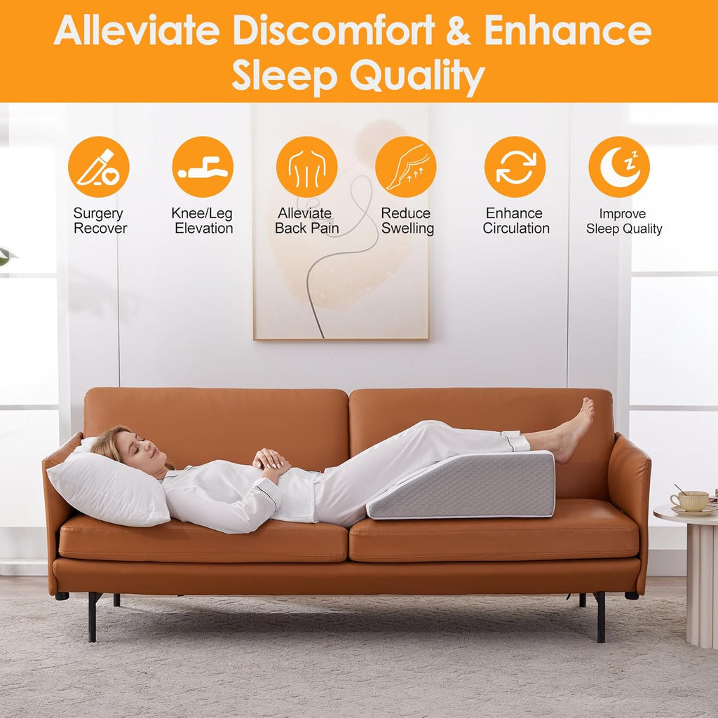 Ruqmuis Leg Elevation Wedge Pillow for After Surgery Foam Knee and Leg Relief

