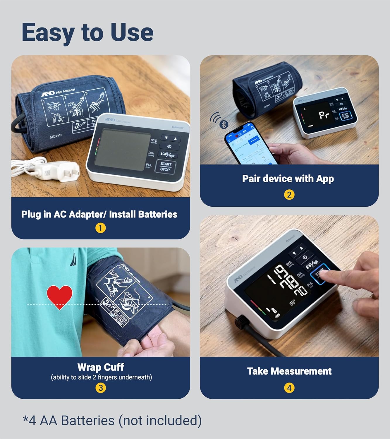 A&D Precision Check Pro UA-910BLE Bluetooth Upper Arm Blood Pressure Monitor

