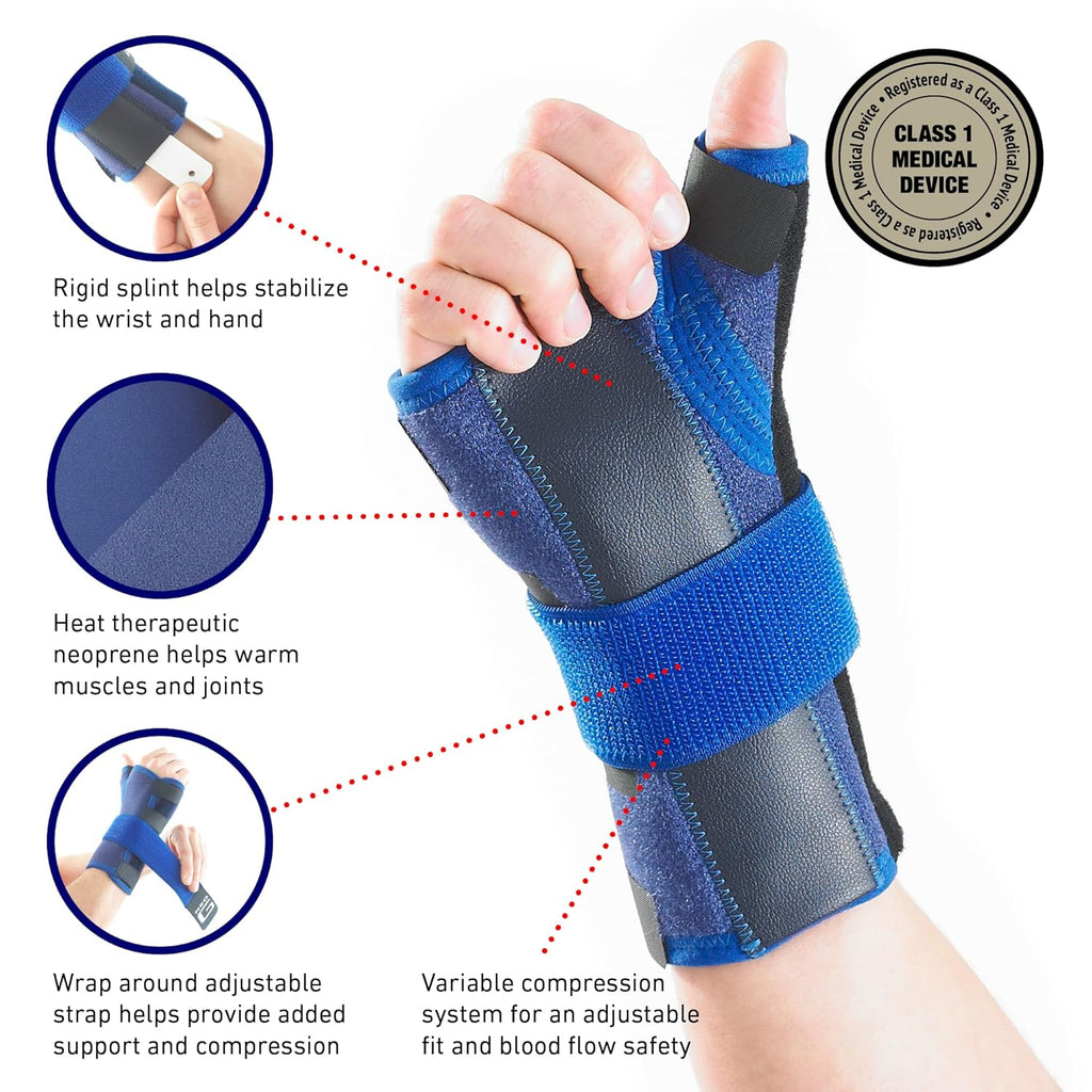 Neo-G Wrist Thumb Spica Brace with Removable Splint, Adjustable Neoprene Support

