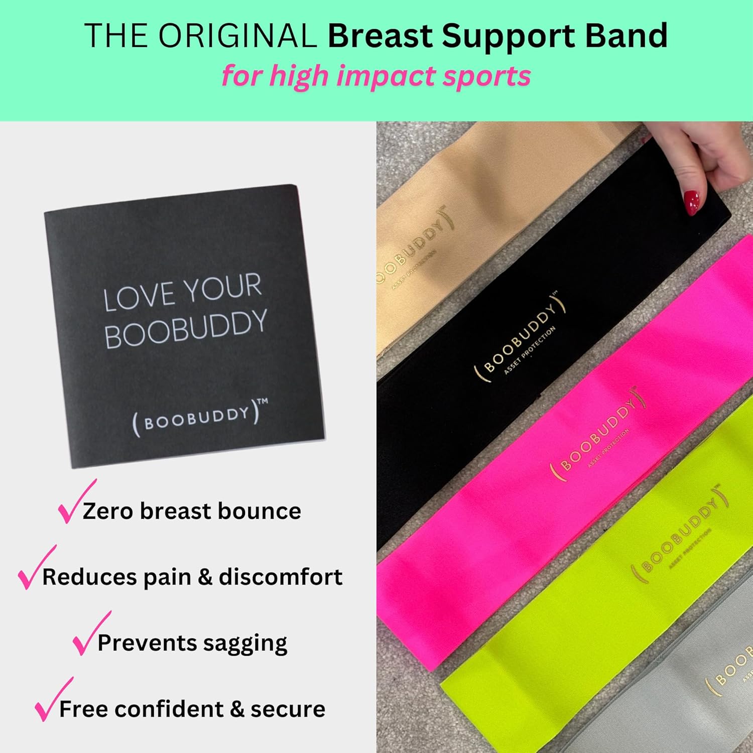 Boobuddy Breast Support Band, Sports Bra Boob Stabilizer Compression Strap


