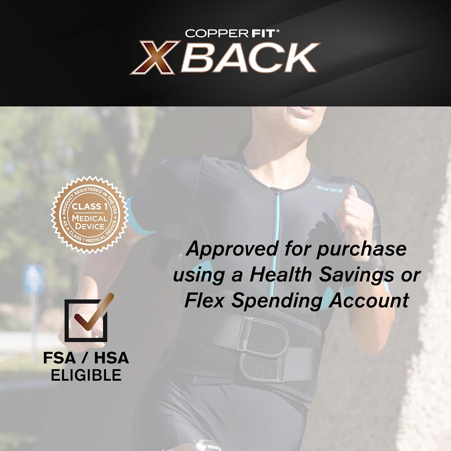 Copper Fit X-Back Adjustable Lumbar Support Brace for Lower Back Pain, Unisex

