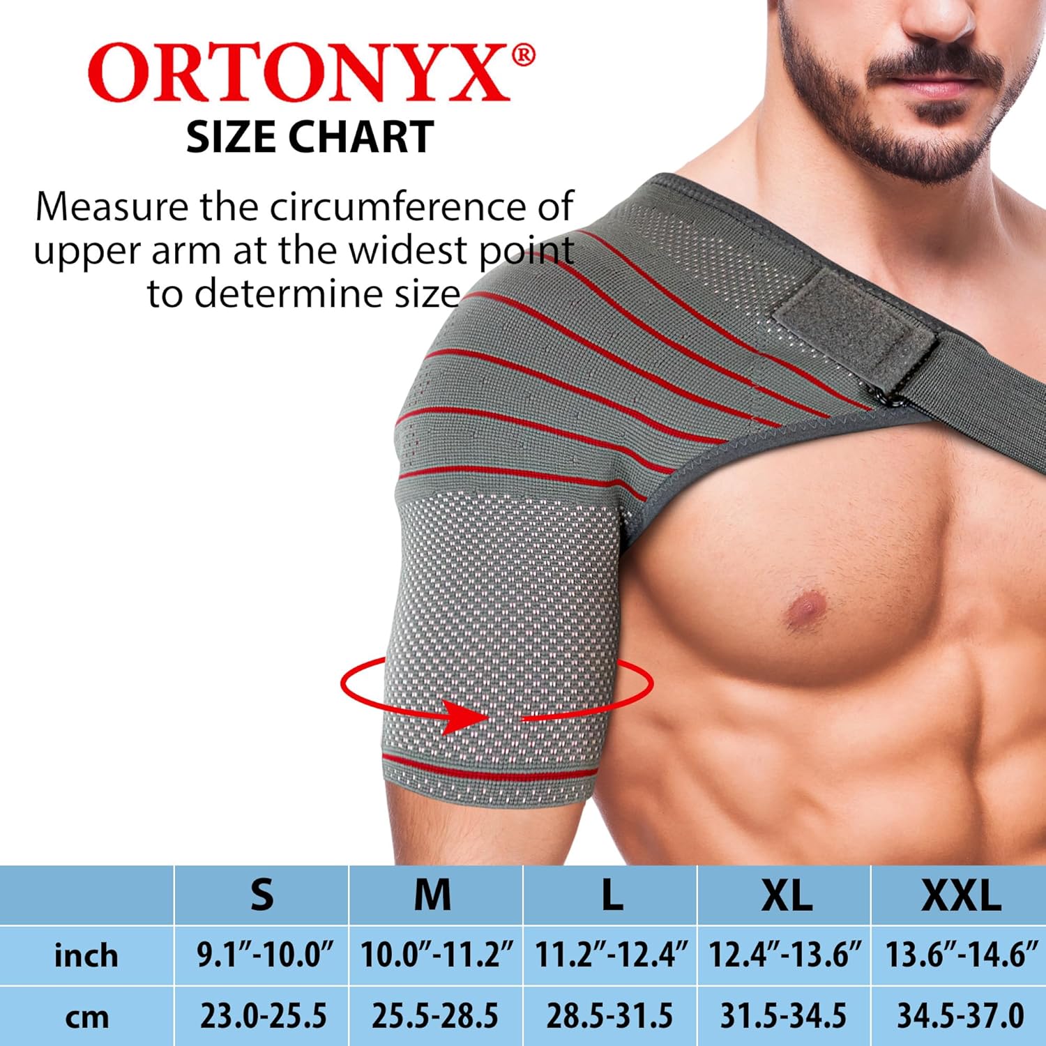 ORTONYX Shoulder Stability Brace Compression Sleeve for Rotator Cuff Support

