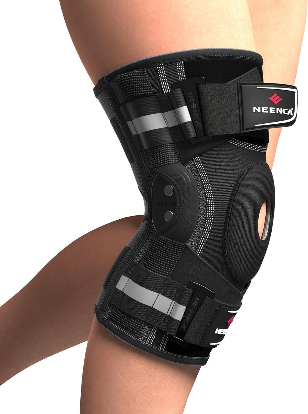 NEENCA Hinged Knee Brace with Patella Gel Pad and X-Strap Stabilizers for Support


