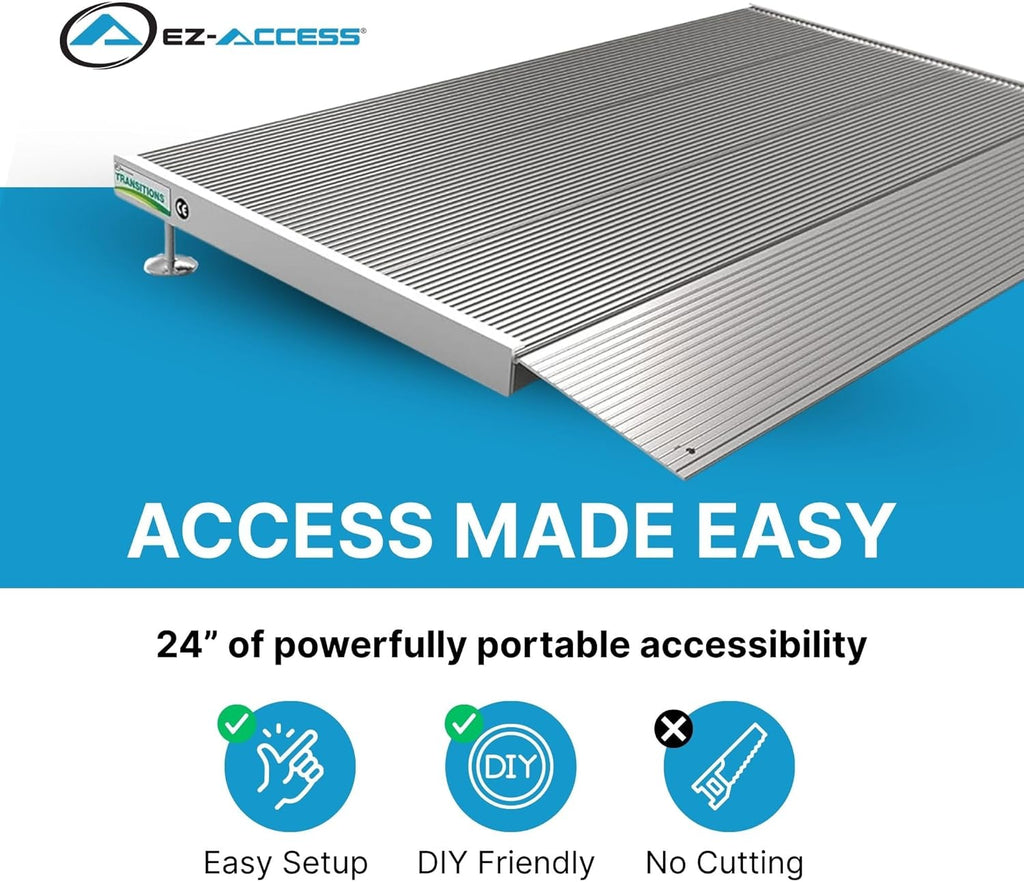 EZ-ACCESS Portable Threshold Ramp for Doorways and Home Steps, Self Supporting Aluminum

