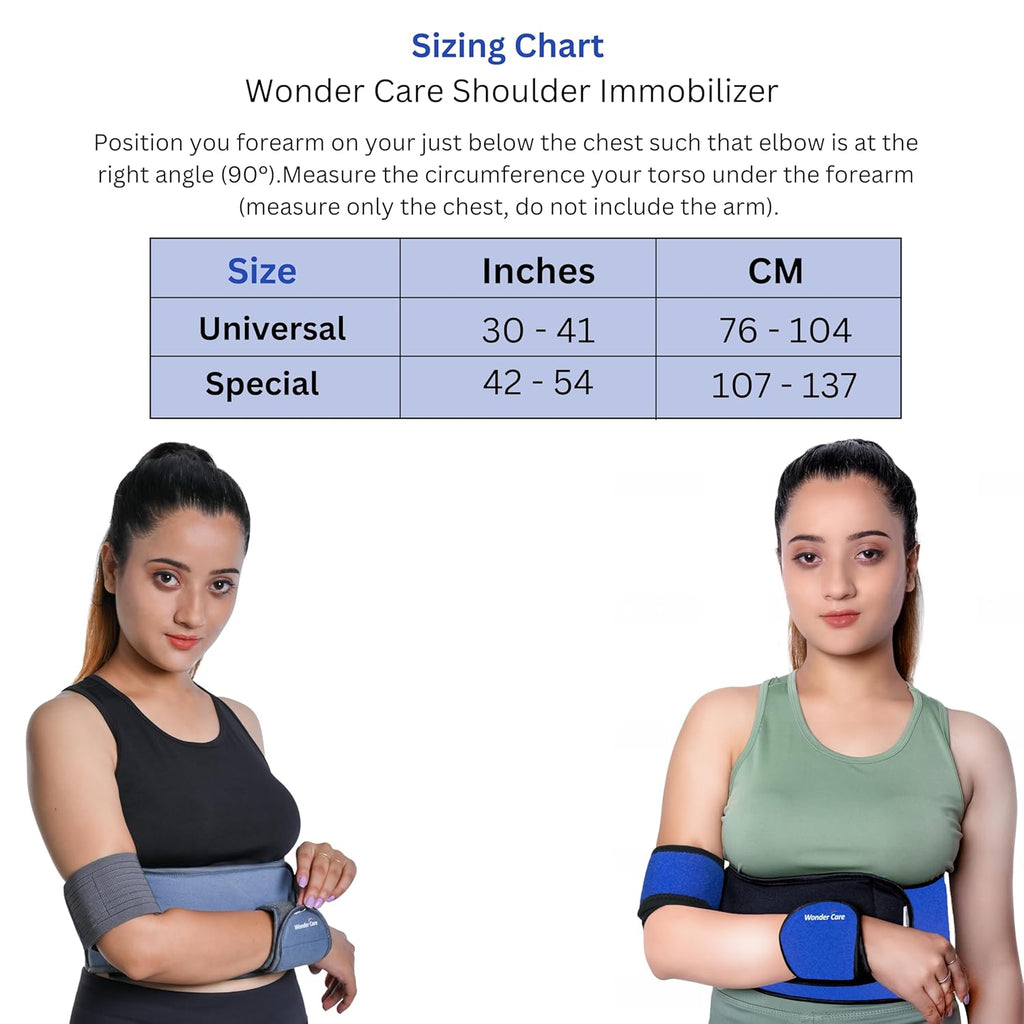 Wonder Care Shoulder Immobilizer Sling Elastic Brace for Clavicle & Rotator Cuff

