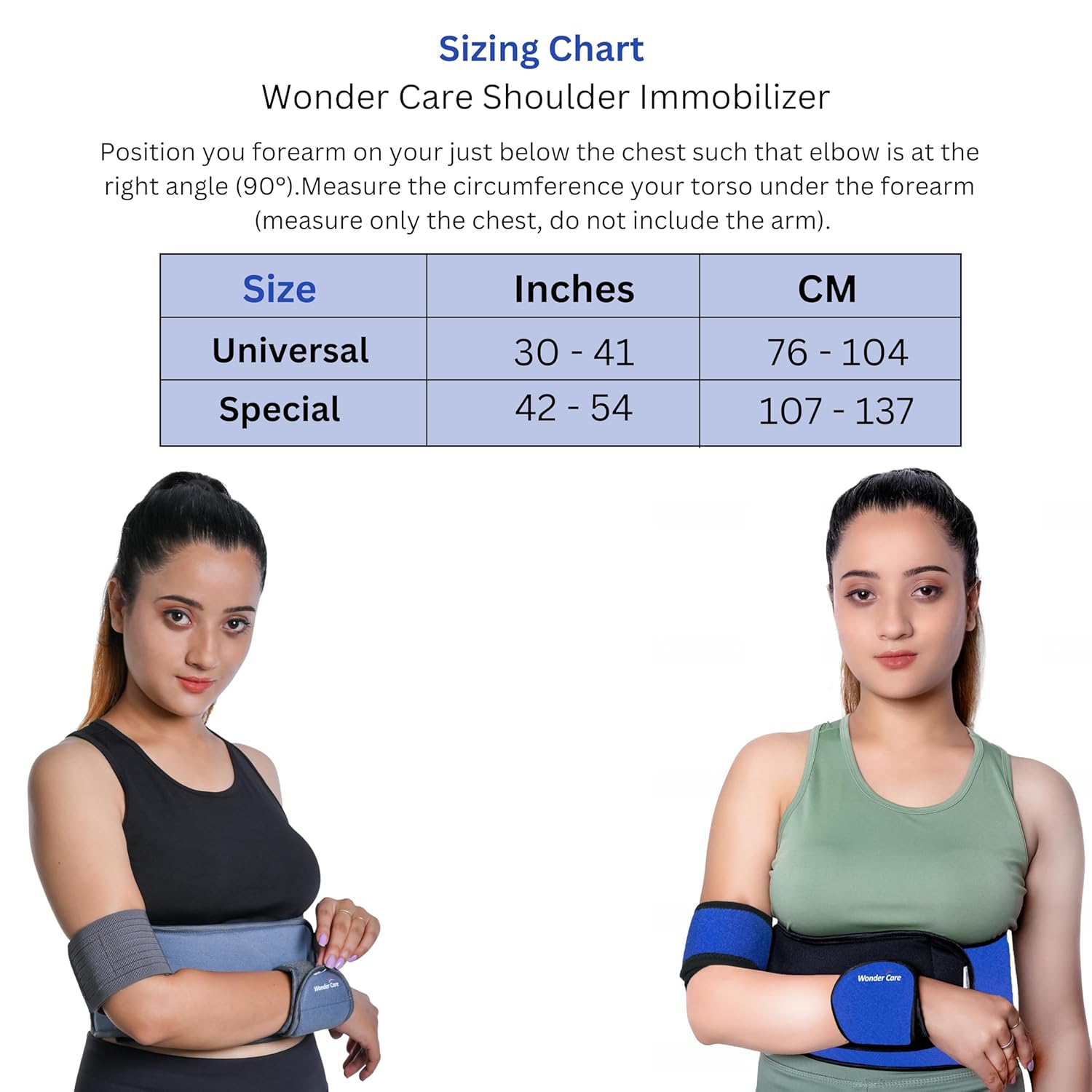 Wonder Care Shoulder Immobilizer Sling Elastic Brace for Clavicle & Rotator Cuff

