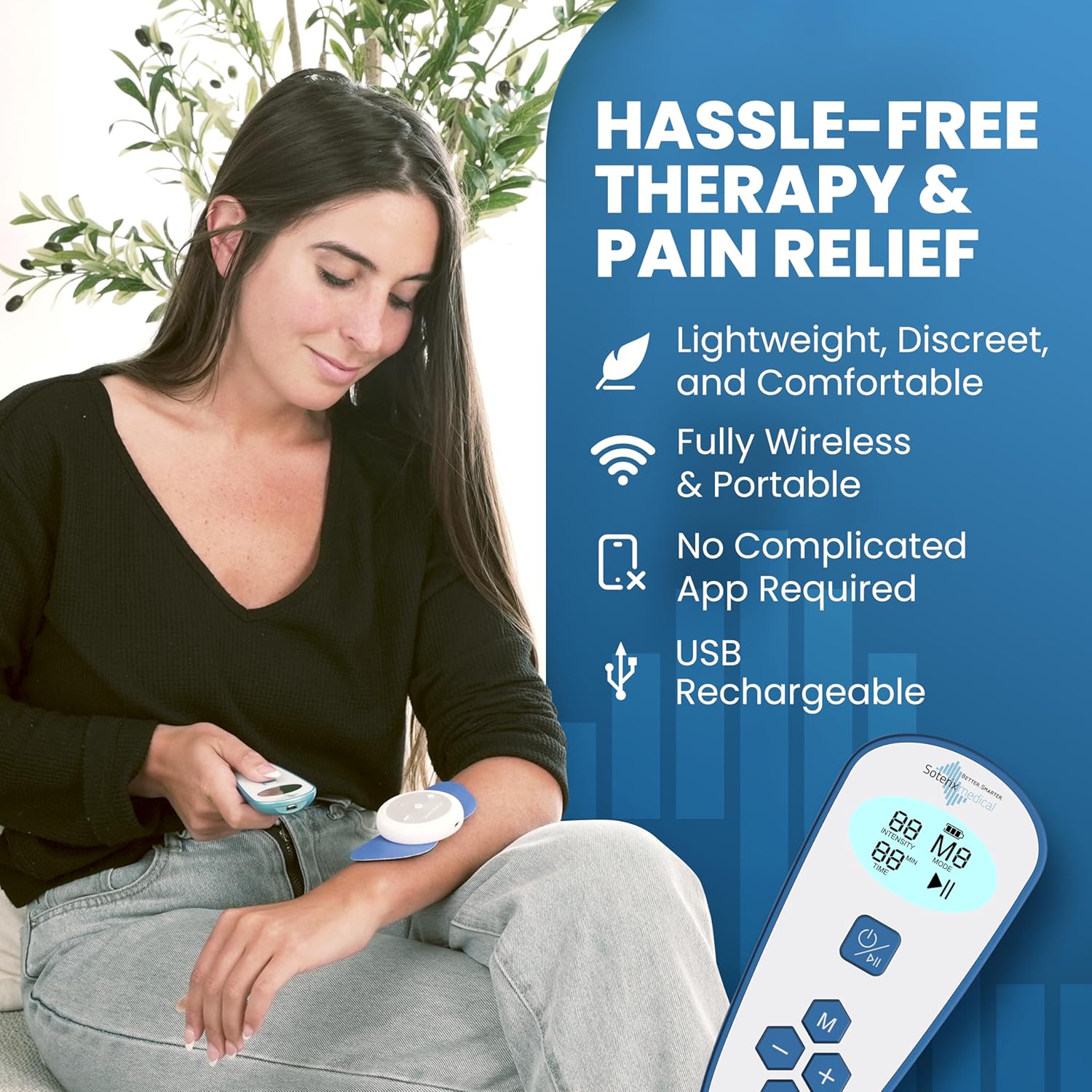 Soterix Medical Electrotherapy Device with Remote Control, Cordless Recharge Option

