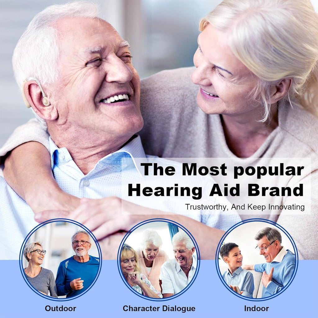 Rechargeable Digital Hearing Aid for Seniors, Noise Cancelling Sound Amplifier

