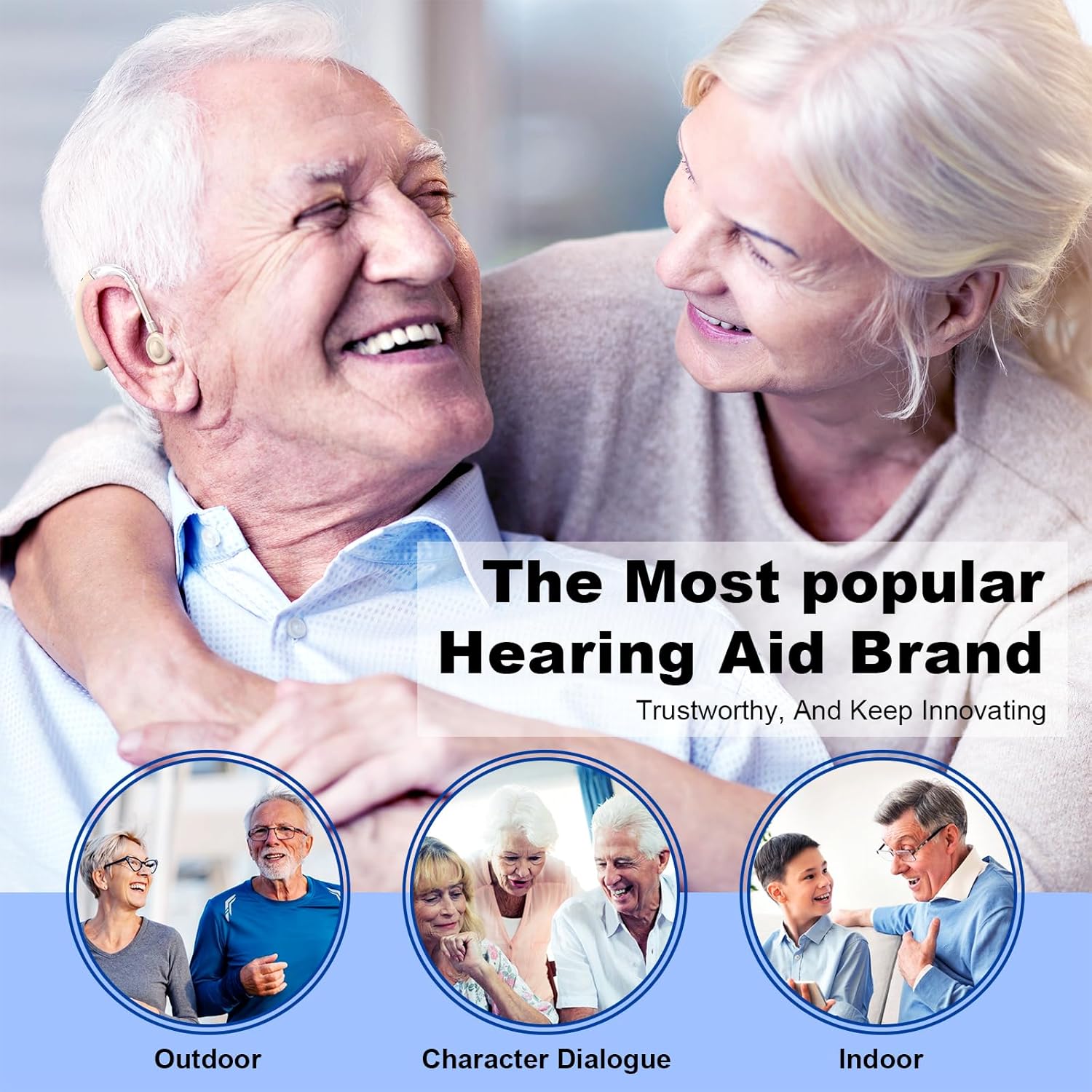 Rechargeable Digital Hearing Aid for Seniors, Noise Cancelling Sound Amplifier

