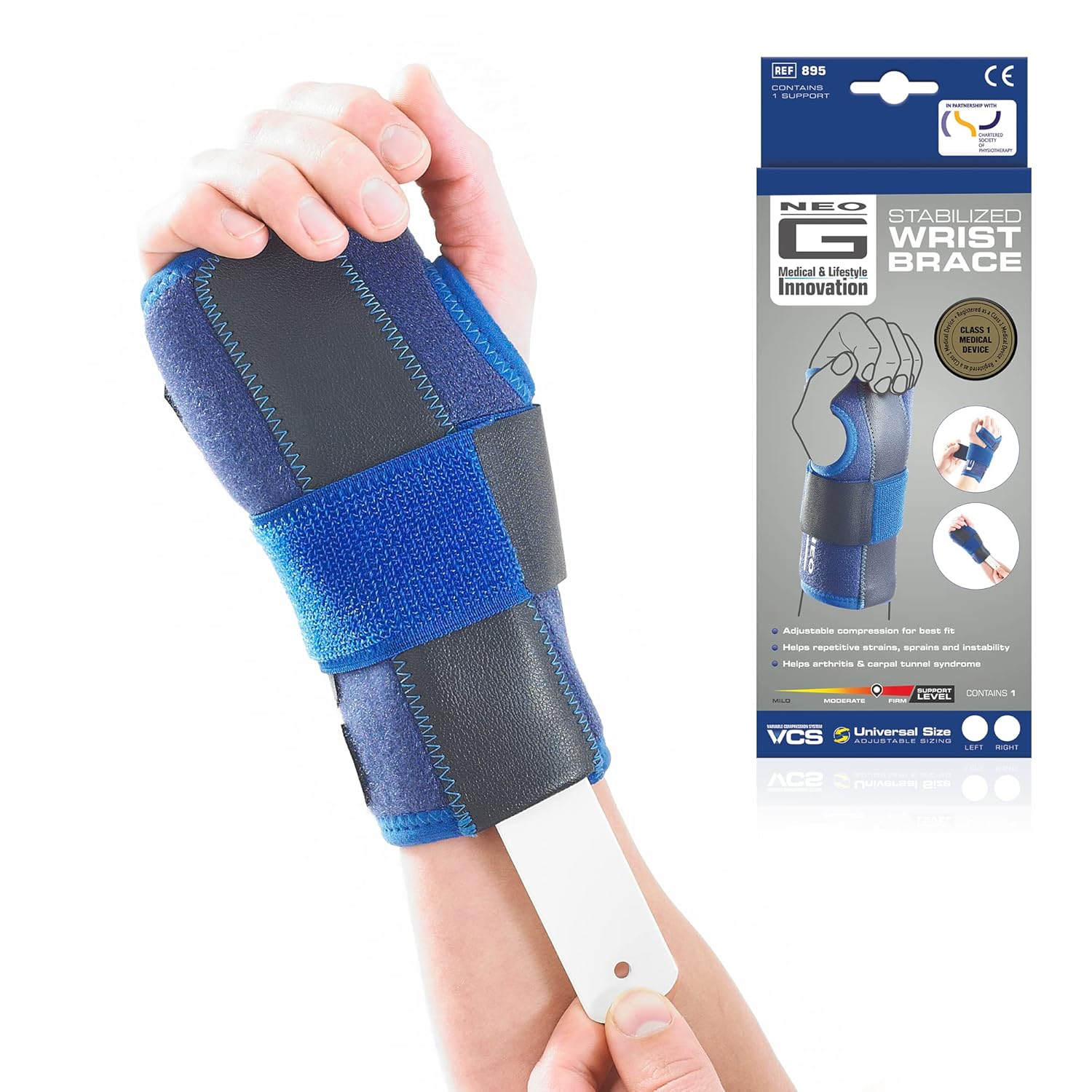 Neo-G Stabilized Carpal Tunnel Wrist Brace with Removable Splint, Adjustable Compression

