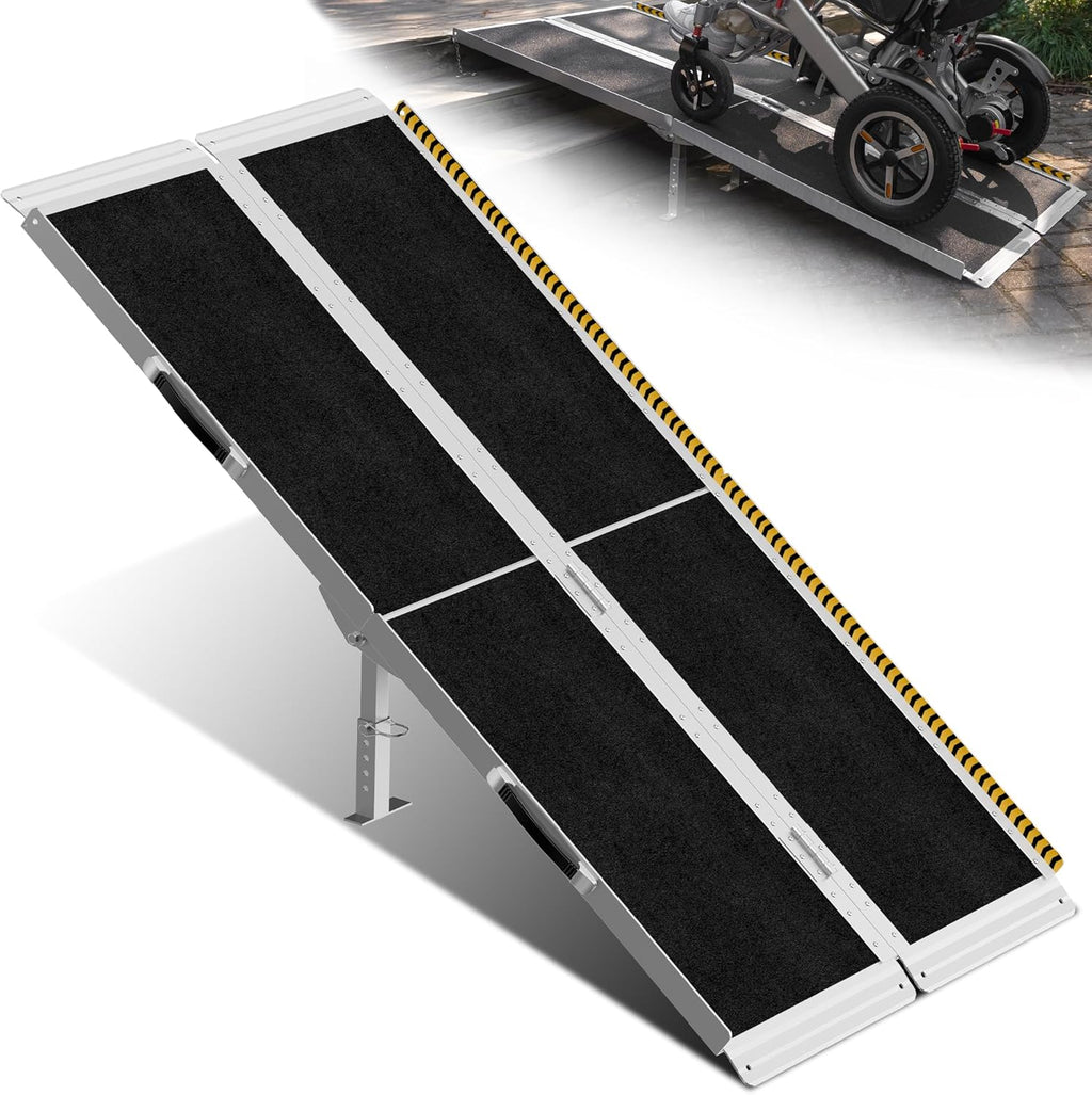 VNN Wheelchair Ramp Portable Aluminum Threshold Ramp with 4 Support Legs, 800 lb

