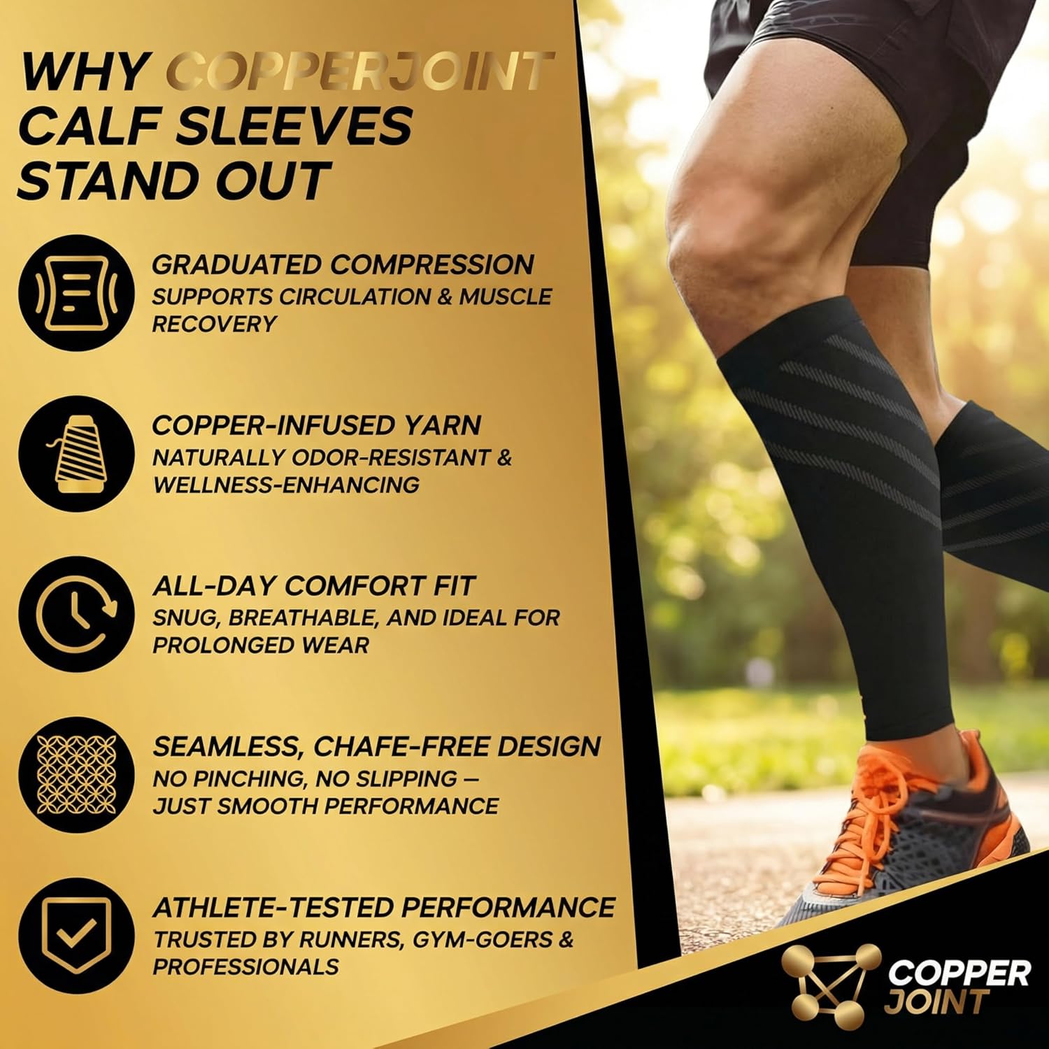 Calf Compression Sleeve for Men & Women, 20–30mmHg Leg Support for Shin Splints

