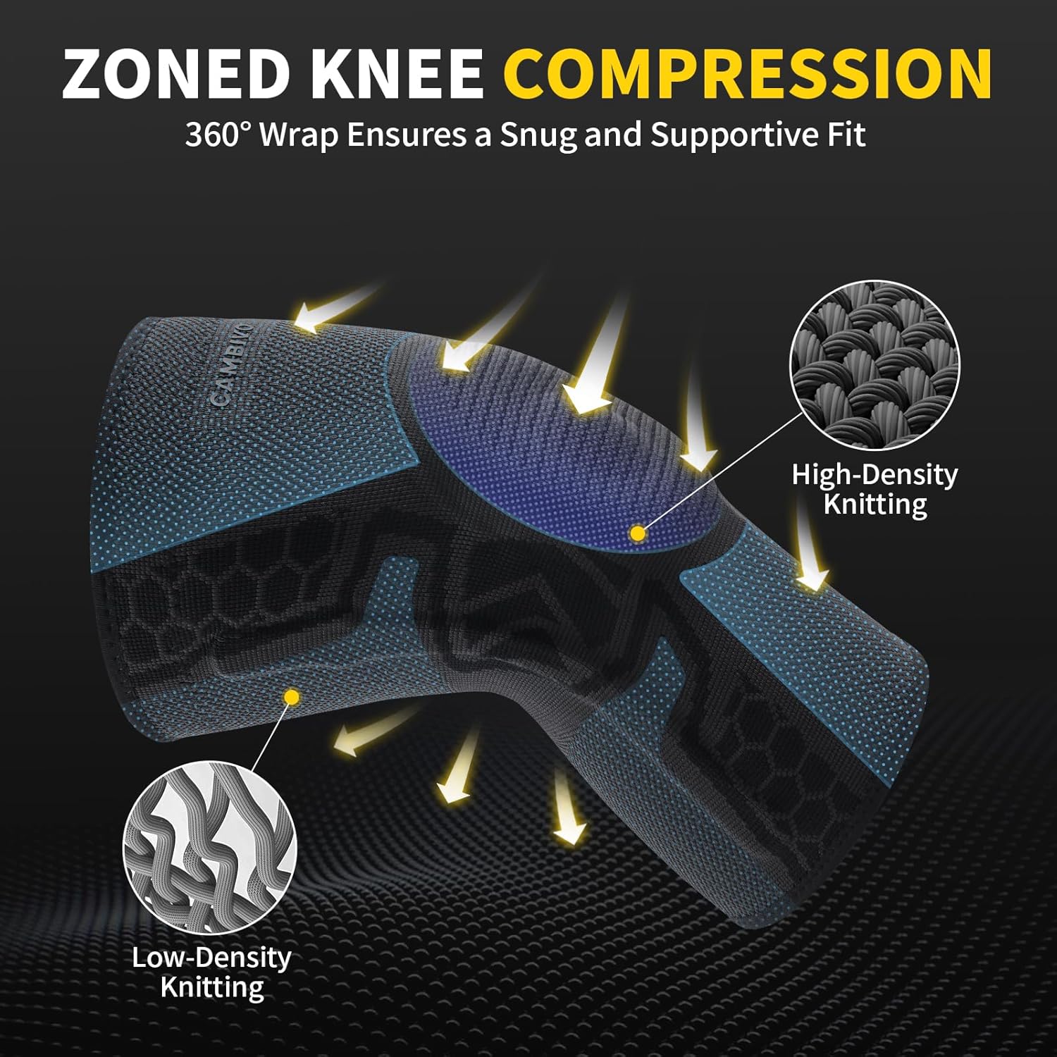CAMBIVO Knee Brace Knee Sleeves with Patella Gel Pad and Side Stabilizers, 2-Pack

