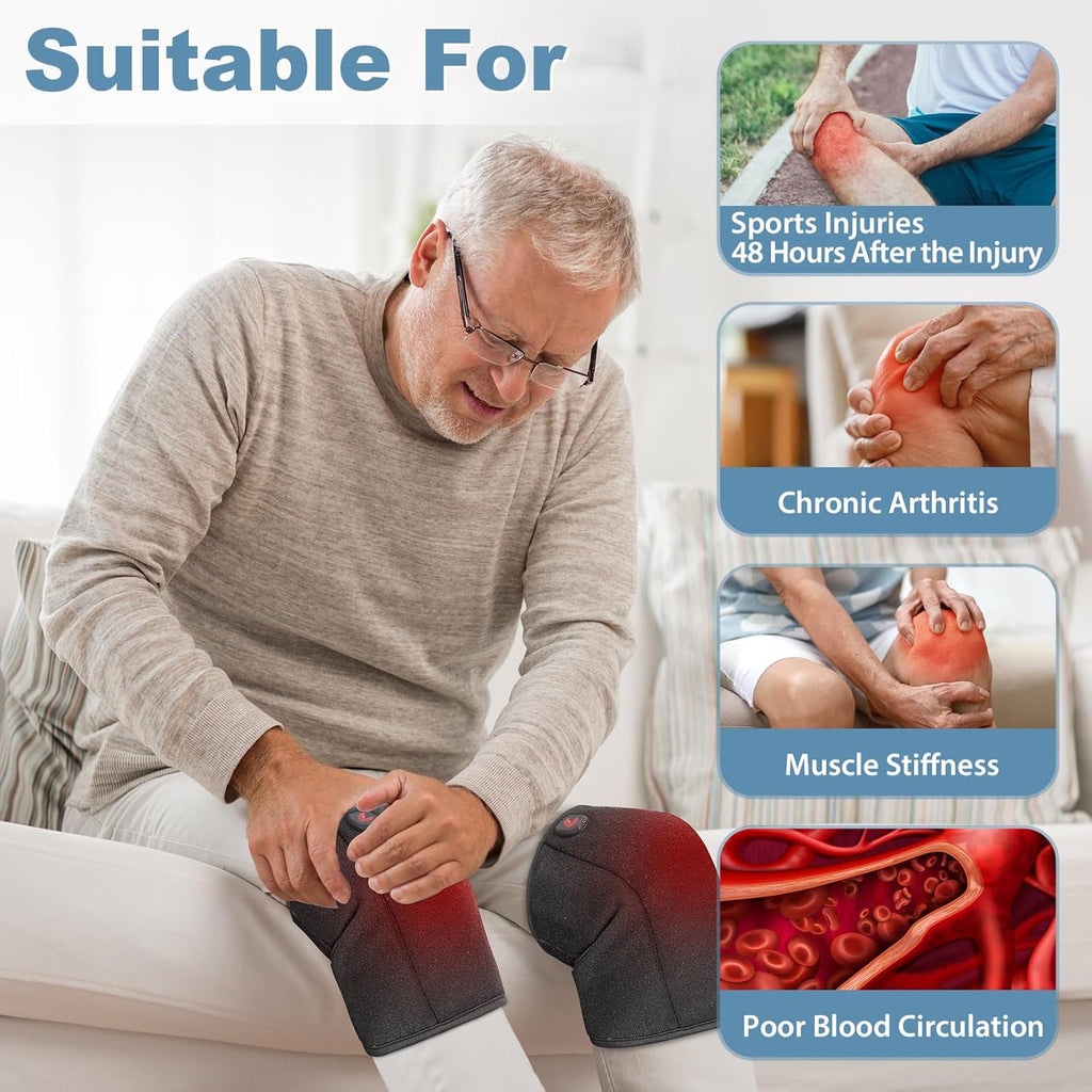 Heated Knee Brace Cordless Knee Heating Pad for Arthritis with 3 Temperature Modes


