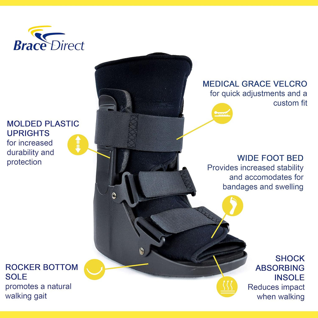 Brace Direct CAM Walker Fracture Boot Short Lightweight Rocker Bottom Open Toe


