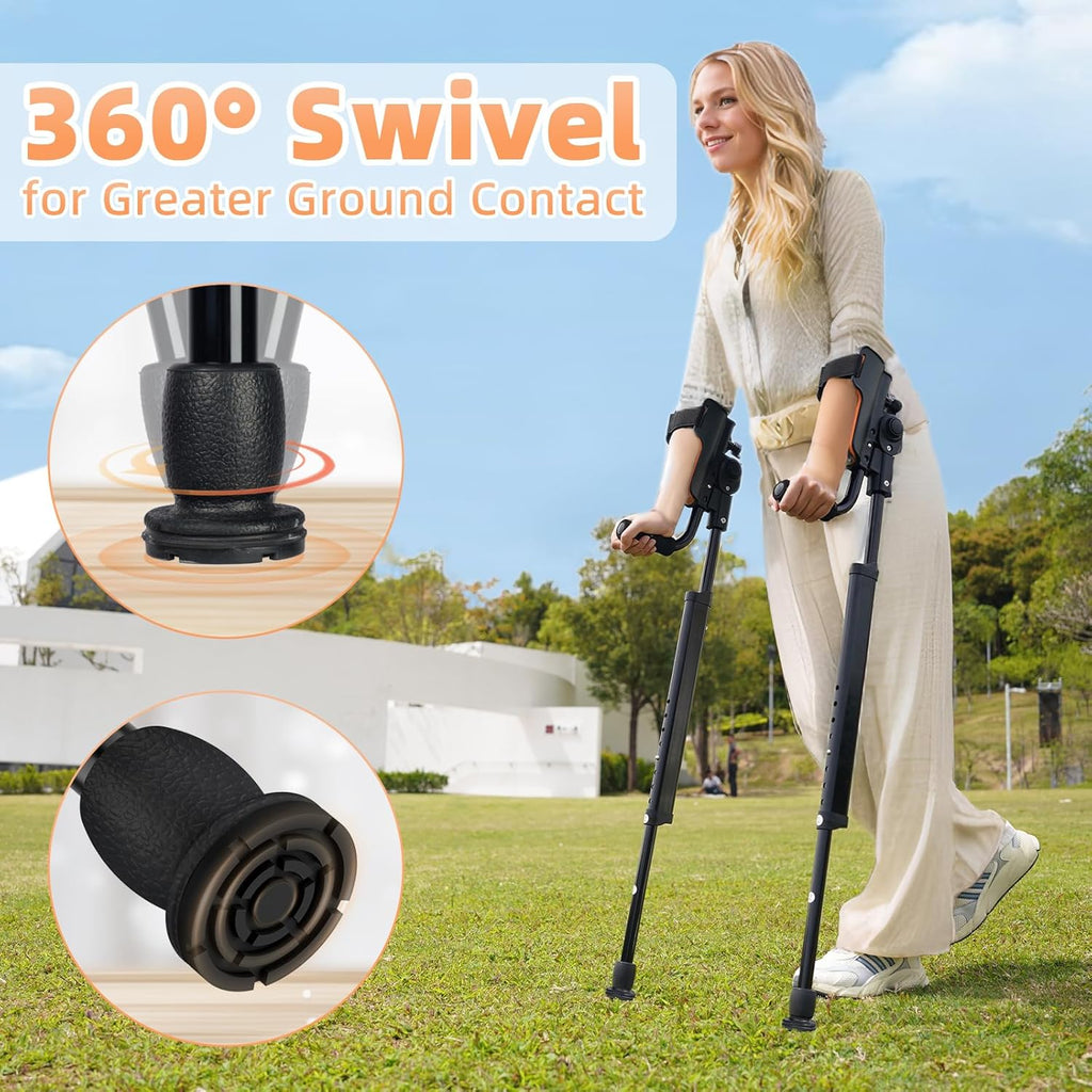 Adjustable Forearm Crutches for Adults, Foldable Height-Adjustable EVA Cushions

