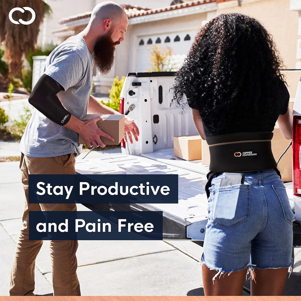 Copper Compression Back Brace with Lumbar Support Adjustable Breathable

