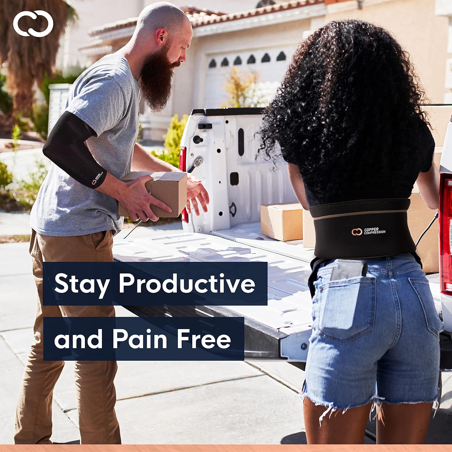 Copper Compression Back Brace with Lumbar Support Adjustable Breathable

