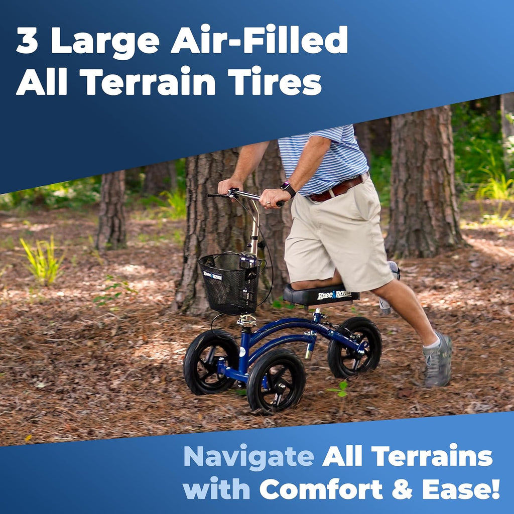 KneeRover Original Steerable All-Terrain Knee Scooter, Foldable Knee Walker Aid


