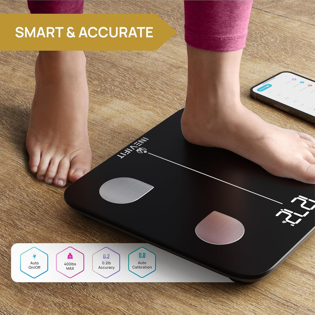 INEVIFIT Bluetooth Smart Body Fat Scale Digital Bathroom Body Composition Analyzer

