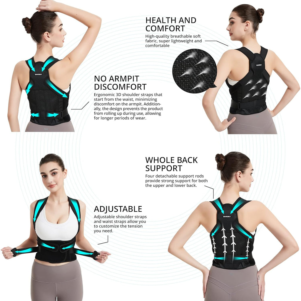 Shaperky Posture Corrector Back Brace for Full Back Support Adjustable Shoulder Straps

