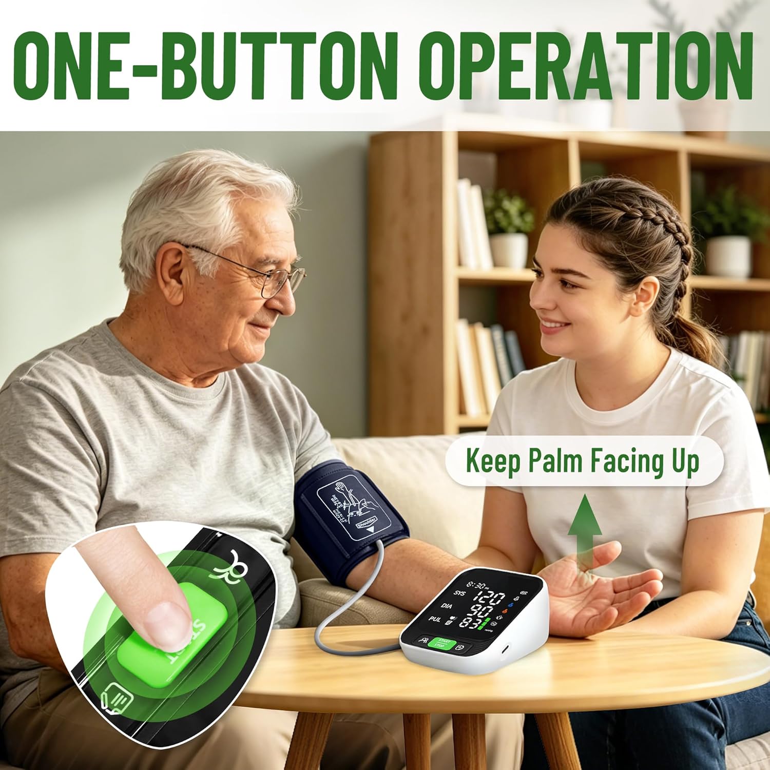 Uvital Upper Arm Blood Pressure Monitor with Adjustable Cuff and Large LED Screen

